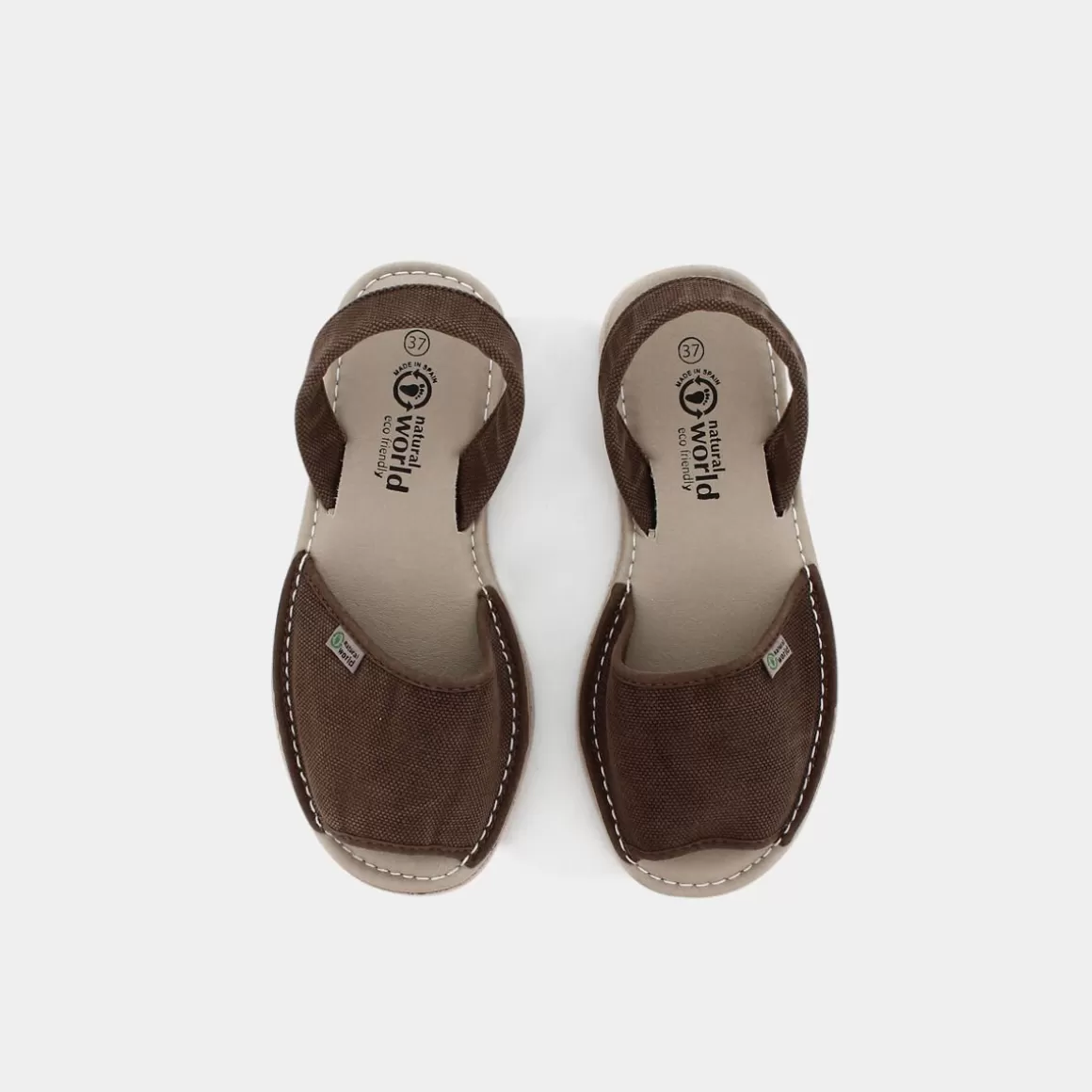 Sandales Natural World Marron Café – Modèle Menorquina 7291E en Cuir Souple