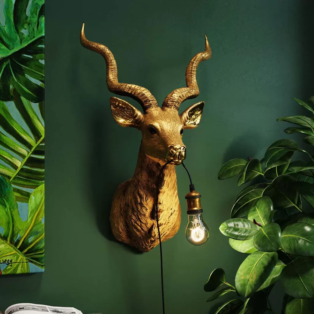 Applique Murale Design Scandinave – Chèvre Dorée par KARE Design, Luminaire Décoratif 45x74 cm pour une ambiance chaleureuse