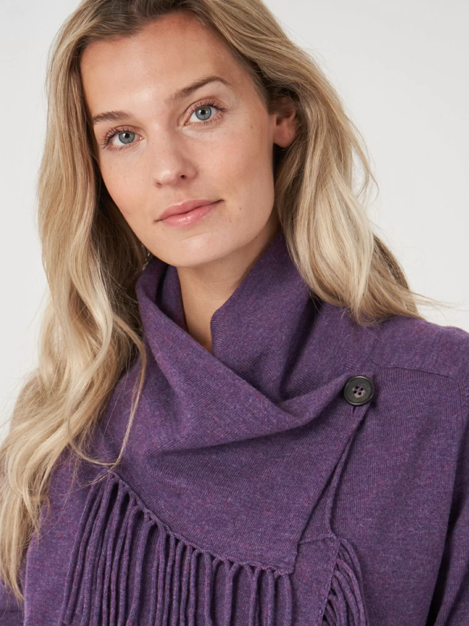 Veste Femme Printemps-Été : Asymétrique à Franges Délicates en Mélange Cachemire Doux - Élégance Désinvolte
