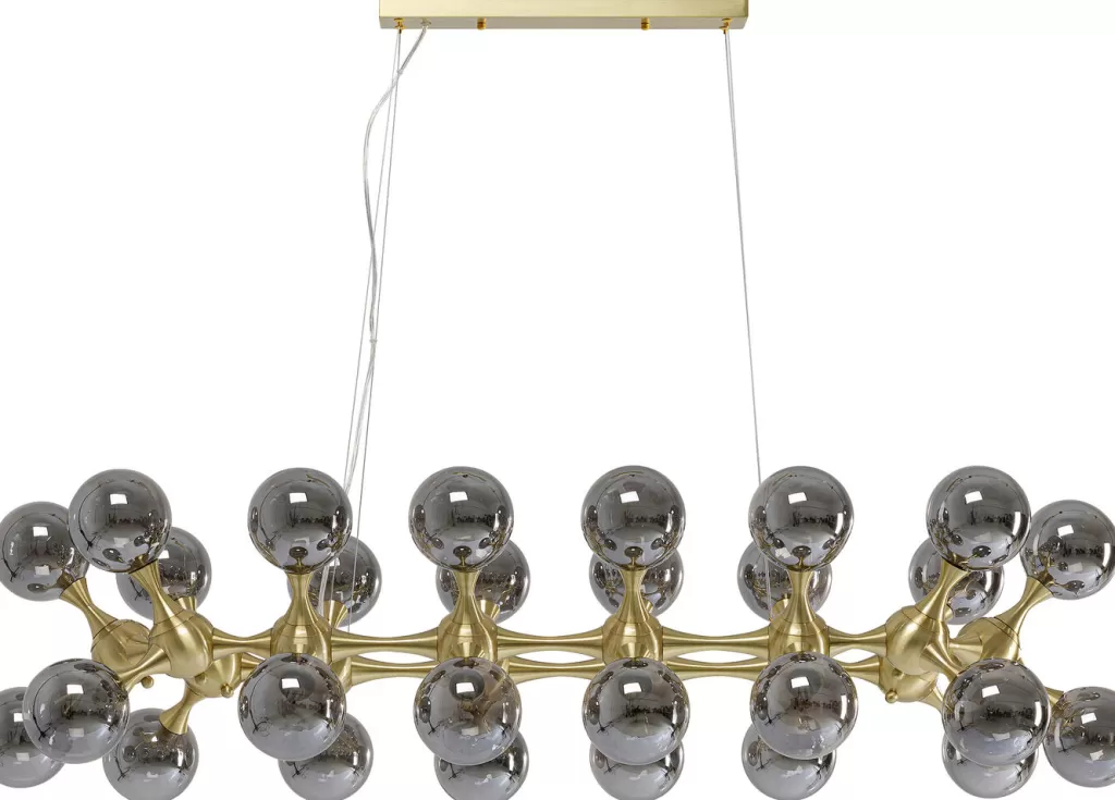 Luminaire Suspendu Élégant par KARE Design : Sphères Atomiques en Laiton, Longueur 140 cm - Suspension Moderne pour Intérieur Design