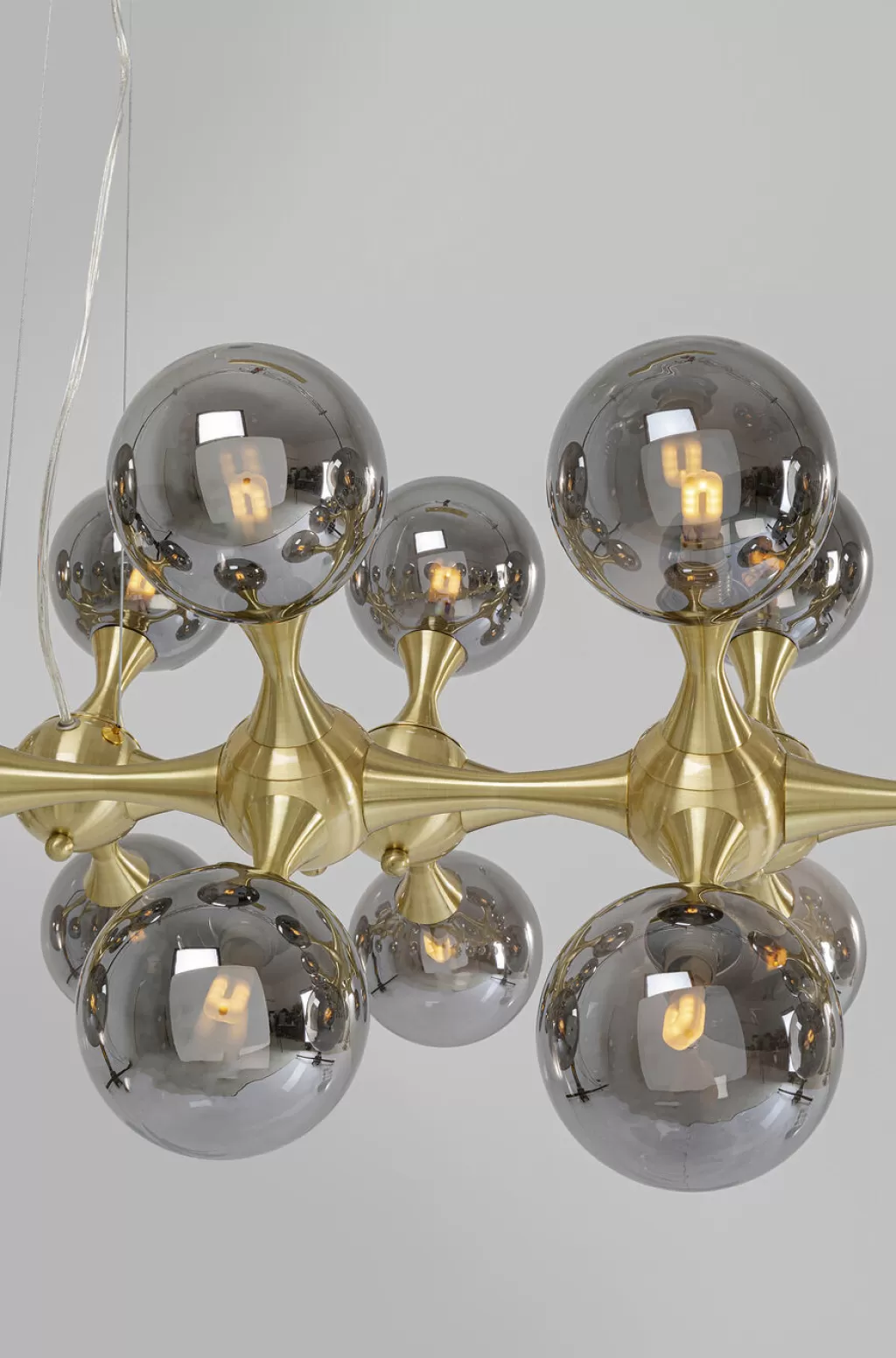 Luminaire Suspendu Élégant par KARE Design : Sphères Atomiques en Laiton, Longueur 140 cm - Suspension Moderne pour Intérieur Design
