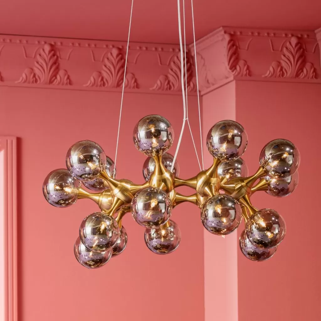 Lustre suspendu Atomic Sphères par KARE Design - Suspension contemporaine en laiton poli, diamètre 74 cm