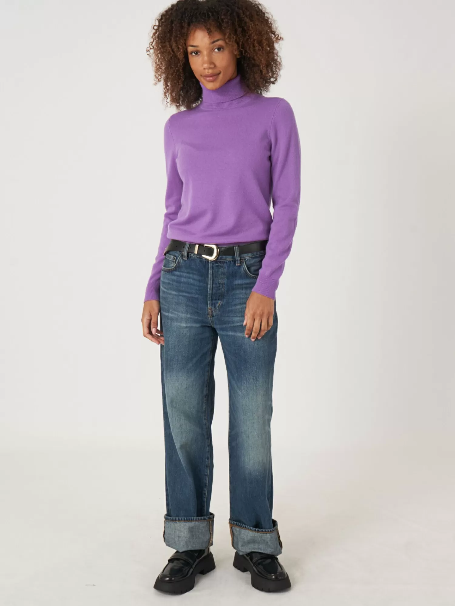 Pull Femme Hiver en Cachemire Bio - Col Montant Enveloppant, Confort Élégant et Matière Douce