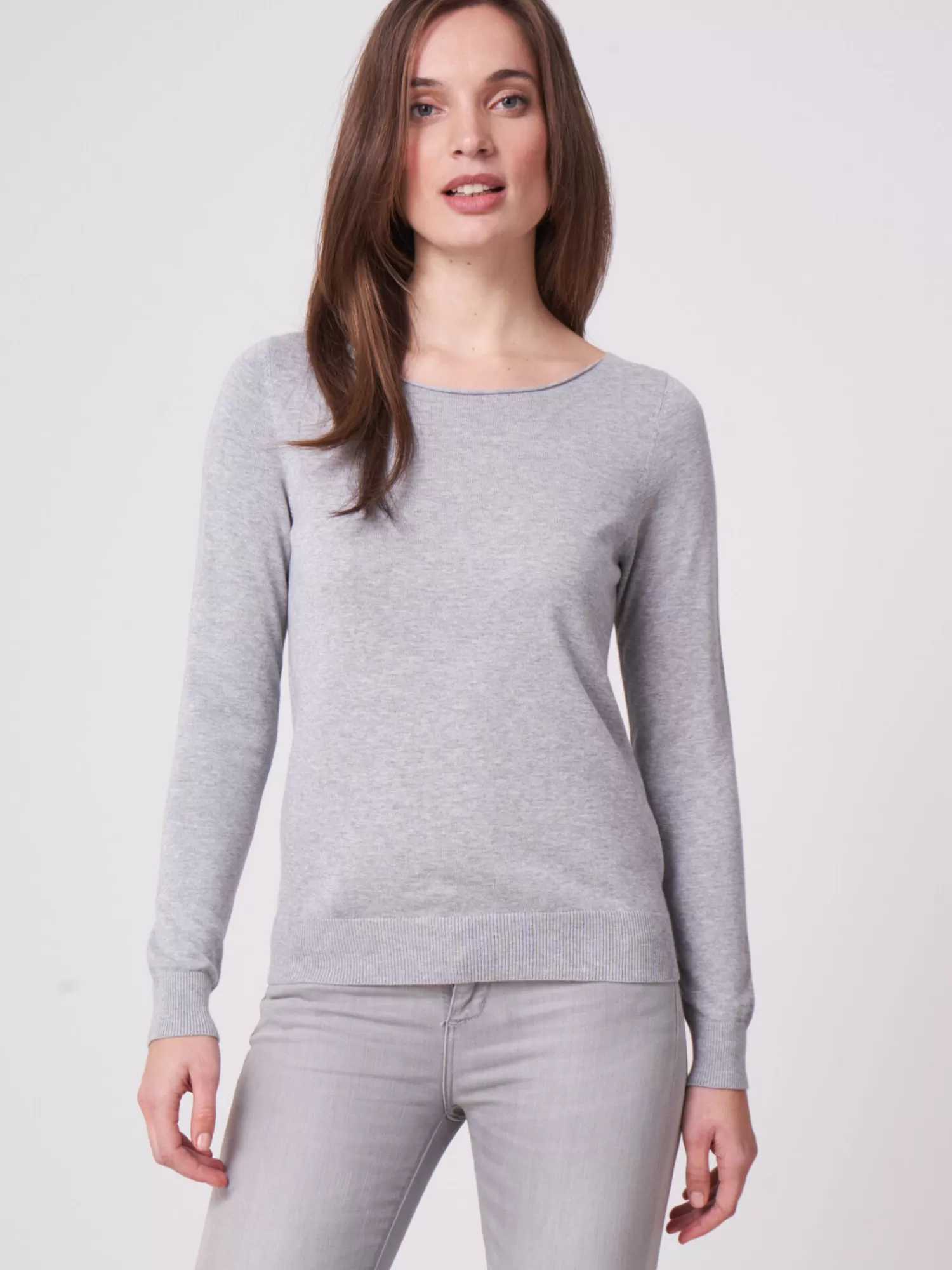 Pull Femme Col Rond en Mélange Coton - Modèle Basique Confortable en Promotion