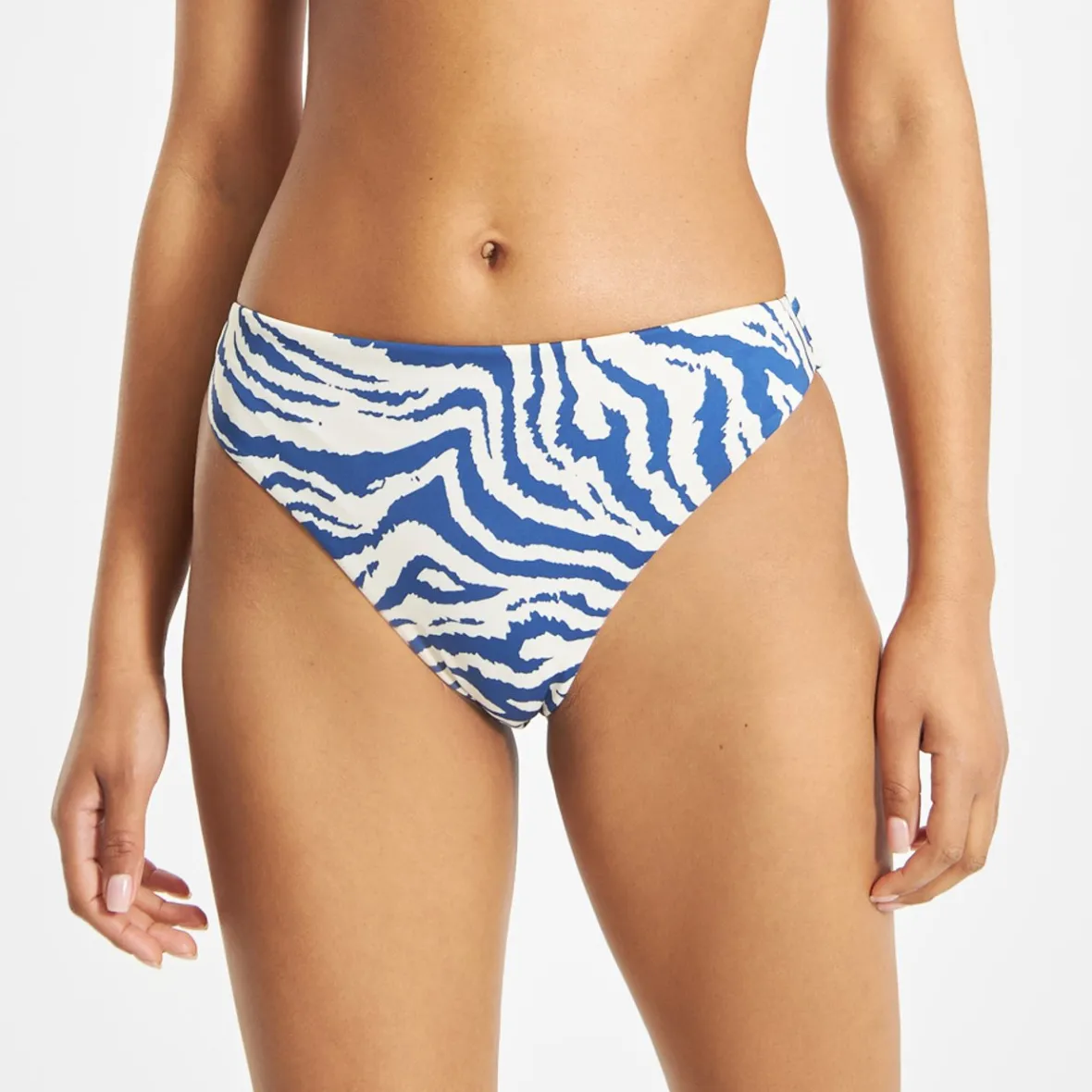 Culotte Bikini Zèbre Bleu Sanda - Promotion Éclair Femme en Destockage