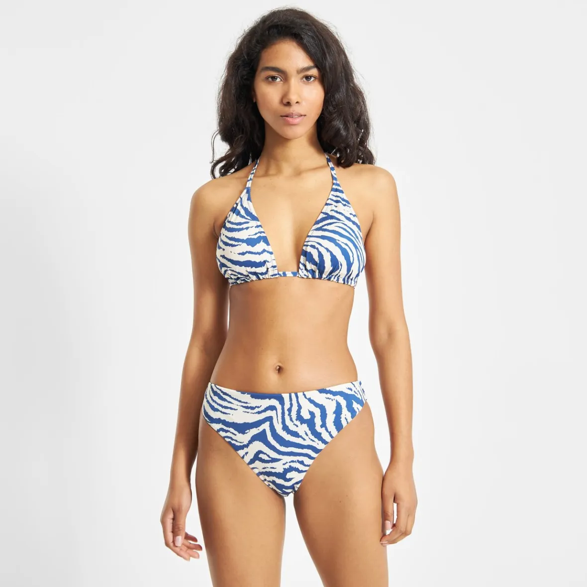 Culotte Bikini Zèbre Bleu Sanda - Promotion Éclair Femme en Destockage