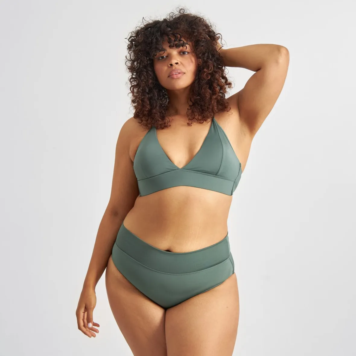 Maillot de bain féminin vert canard - Culotte bikini légère à prix doux