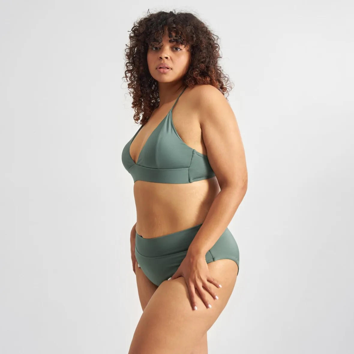 Maillot de bain féminin vert canard - Culotte bikini légère à prix doux