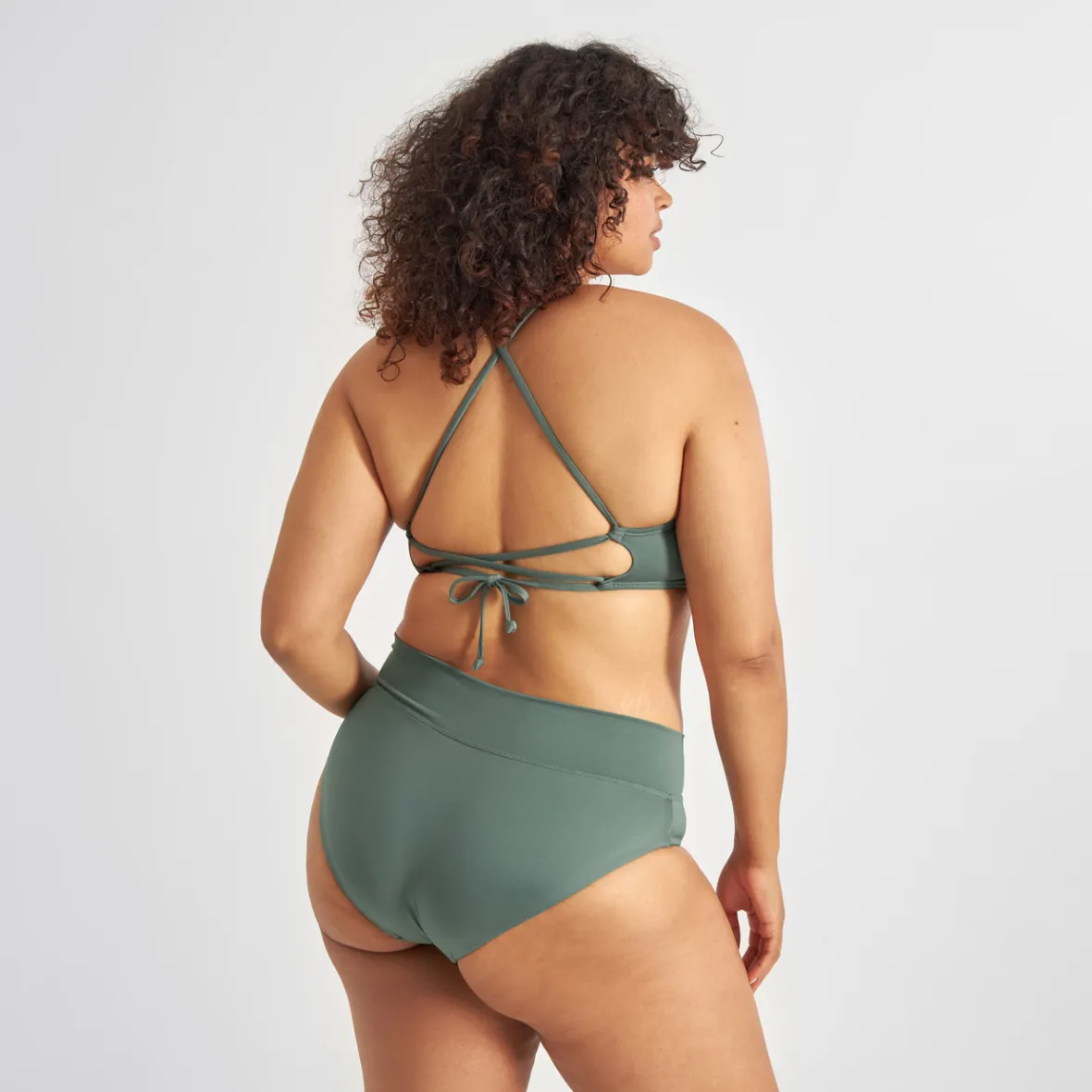 Maillot de bain féminin vert canard - Culotte bikini légère à prix doux