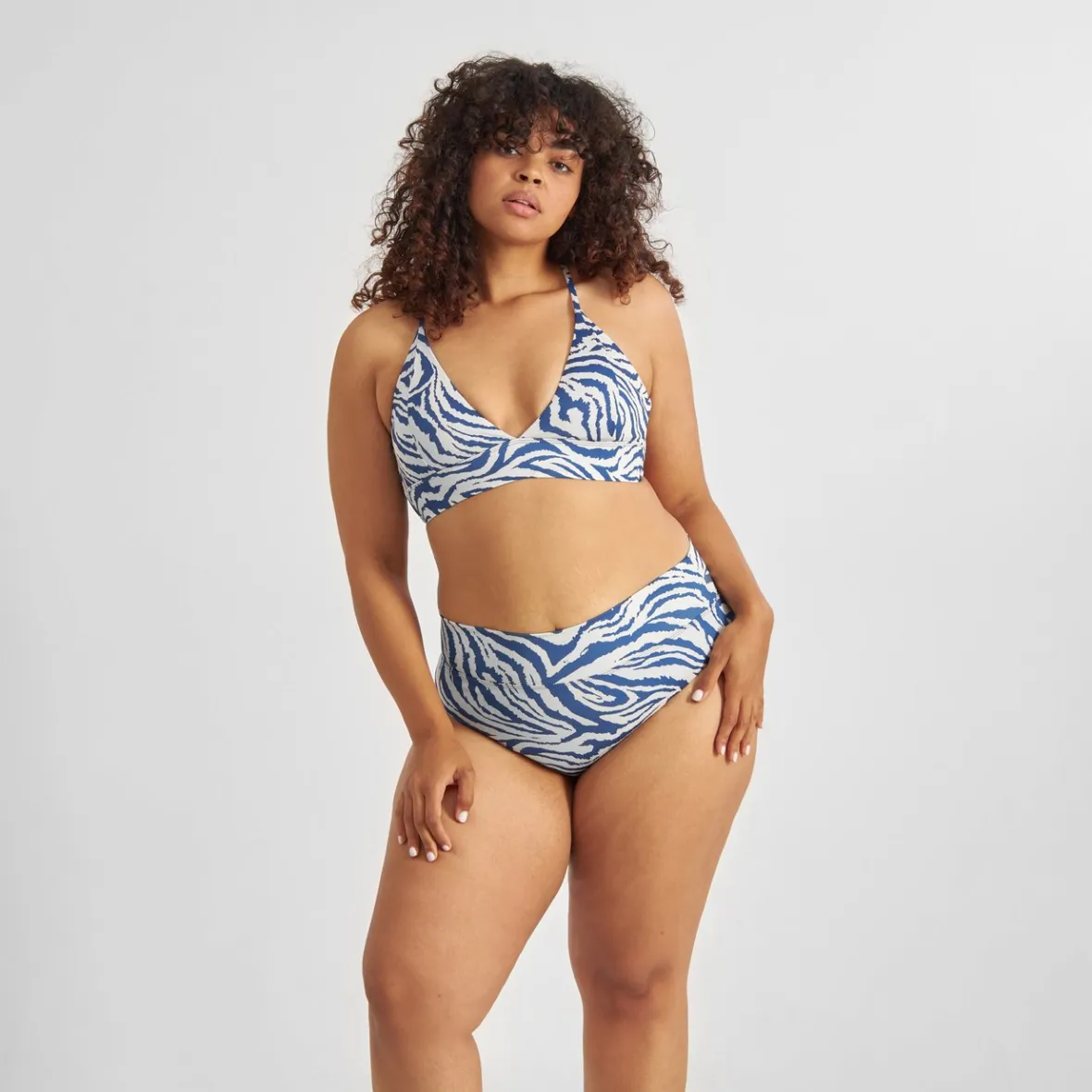 Culotte Bikini Femme Motif Zébré Bleu Électrique - Promotion Exclusive en Vente Flash