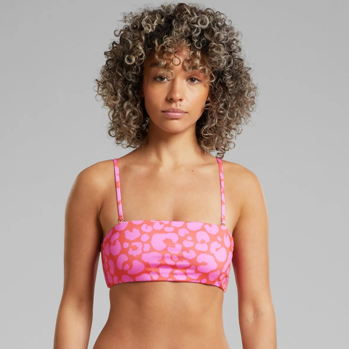 Déstockage été : Top bikini Roma imprimé léopard rouge - Modèle femme élégant à prix outlet