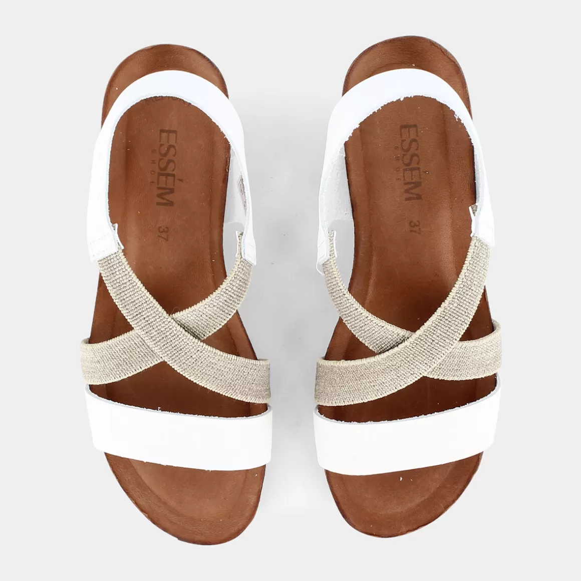 Promotion Éclair : Sandales Élégantes ESSEM Bp-E24D-01 en Blanc Cassé - Confortables & Légères pour l'Été