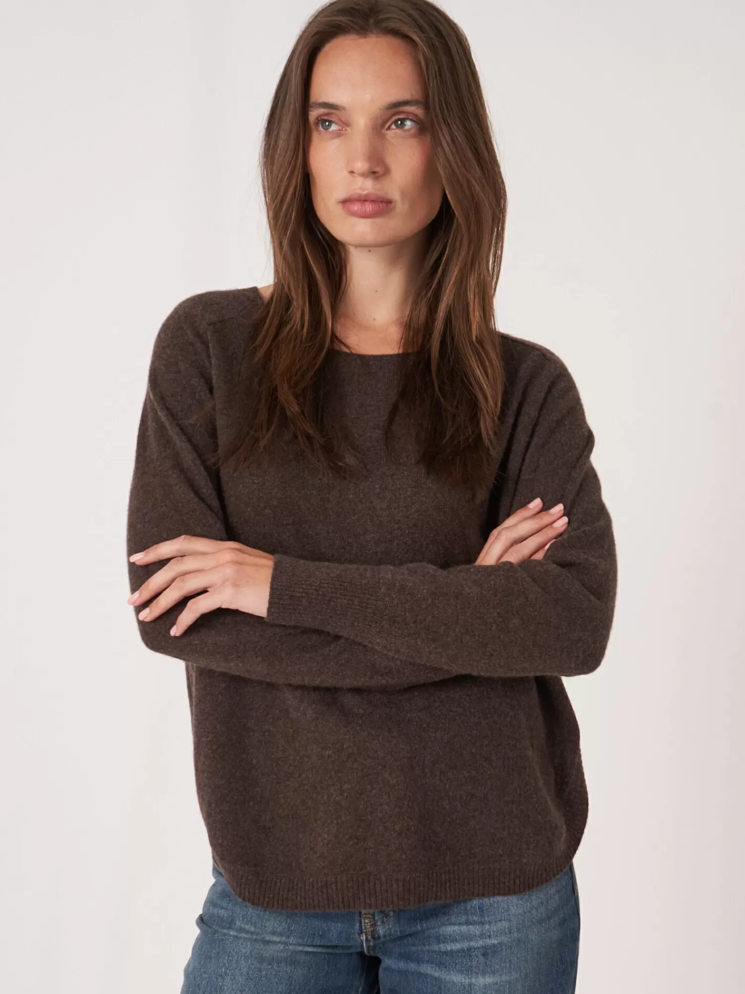 Pull femme en cachemire Boothalstrui - Ourlet arrondi - Liquidation exclusive