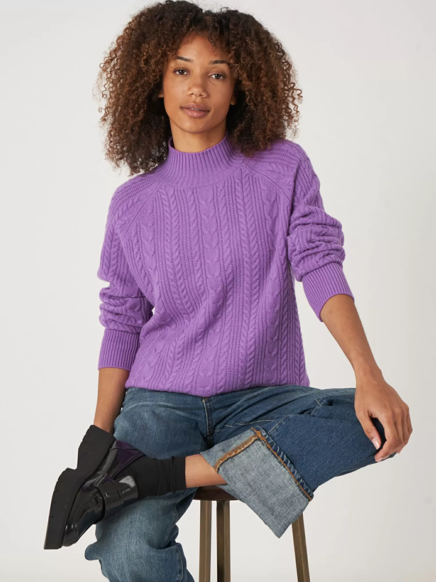 Doux Pull Femme en Cachemire - Motifs Torsadés & Manches Raglan - Prix Doux