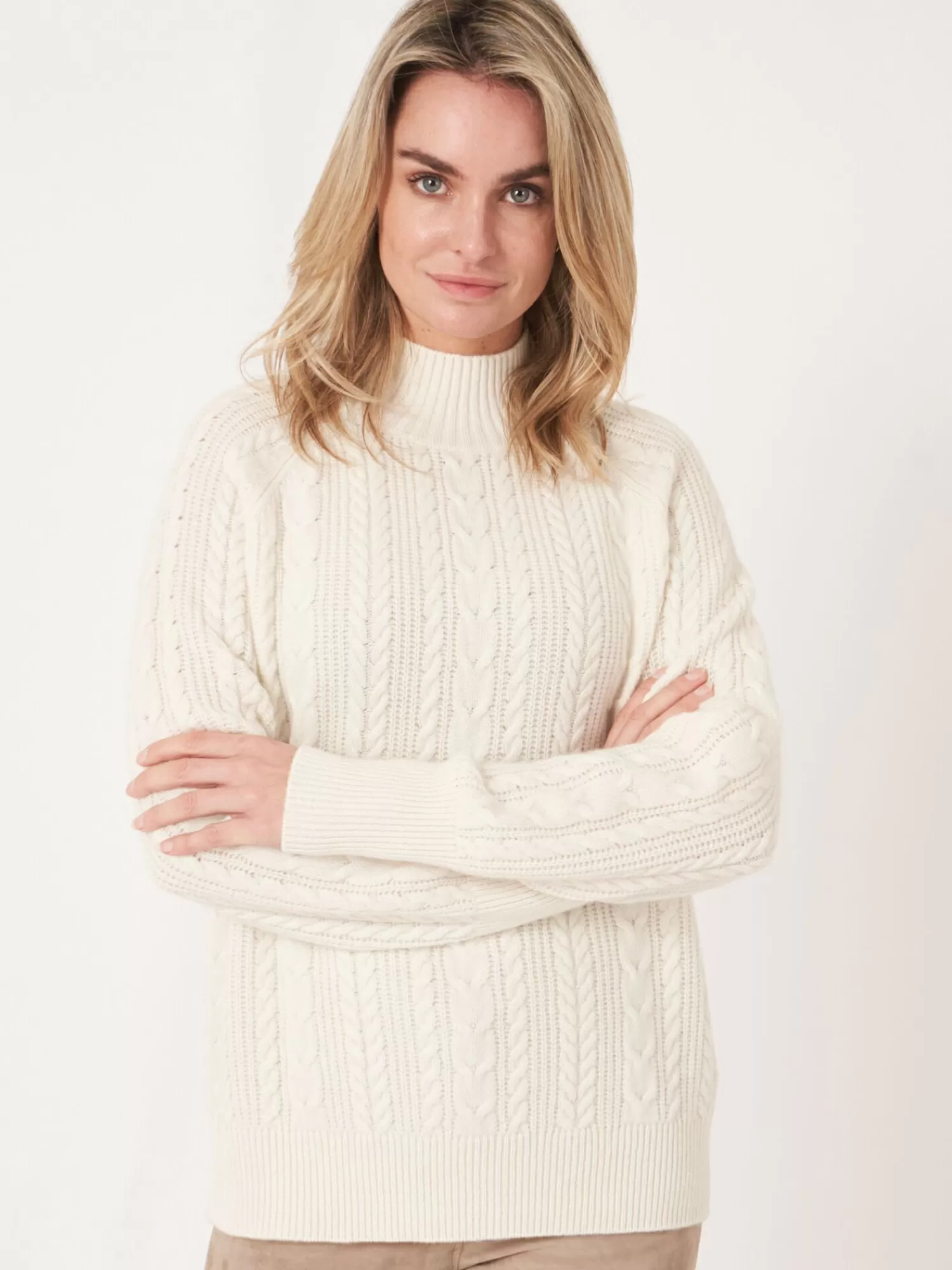 Pull en cachemire doux à motifs torsadés avec manches raglan - Confort chic pour femme