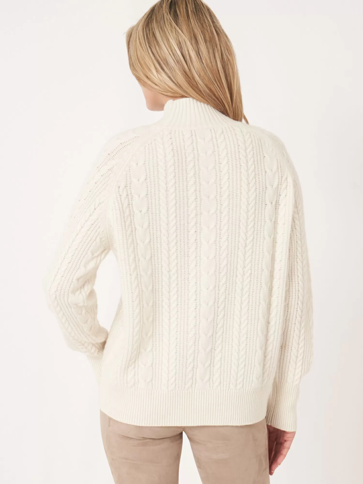 Pull en cachemire doux à motifs torsadés avec manches raglan - Confort chic pour femme