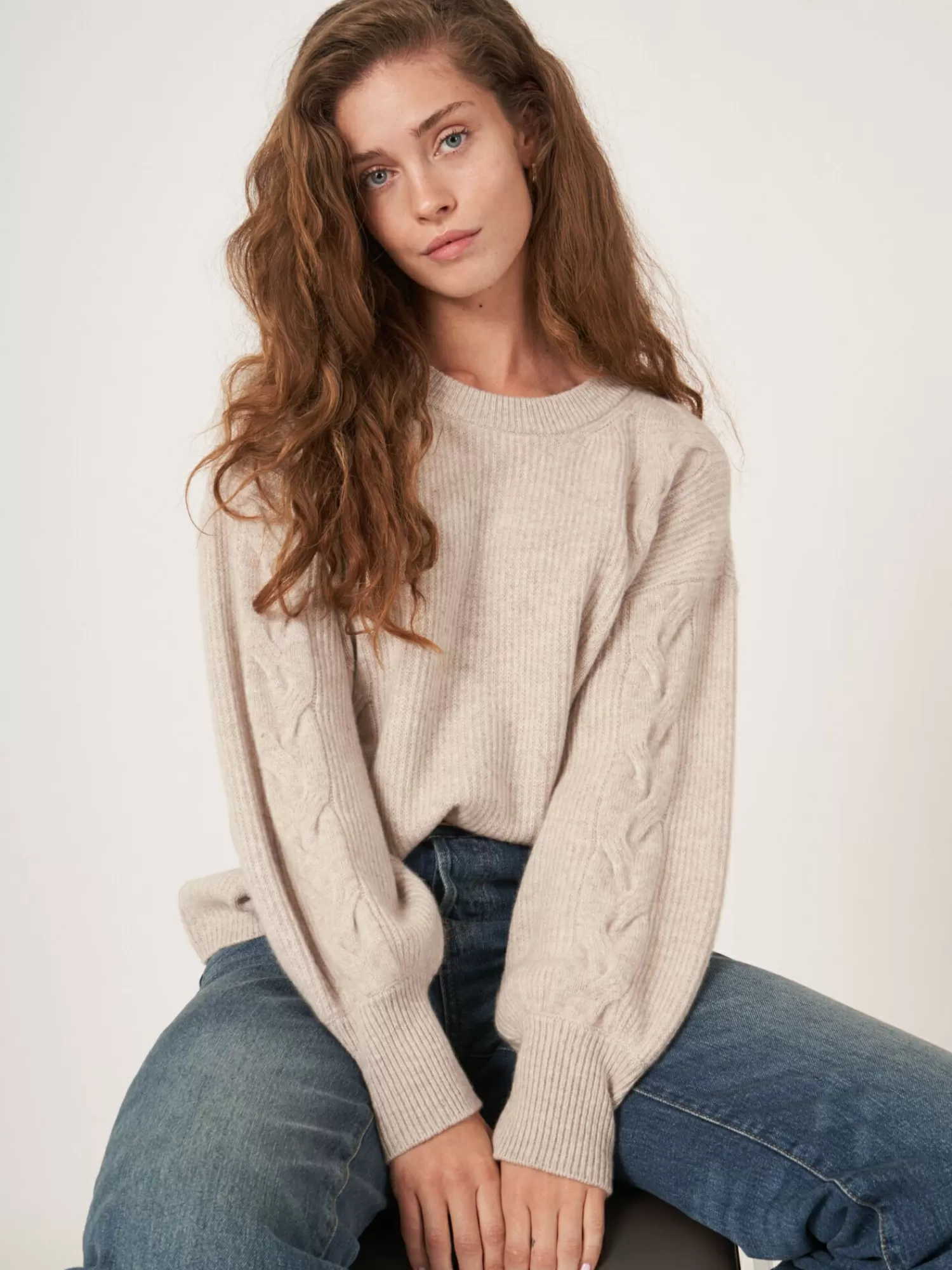 Pull en Cachemire Femme à Manches Ballon et Détails Texturés - Exclusivité Limitée