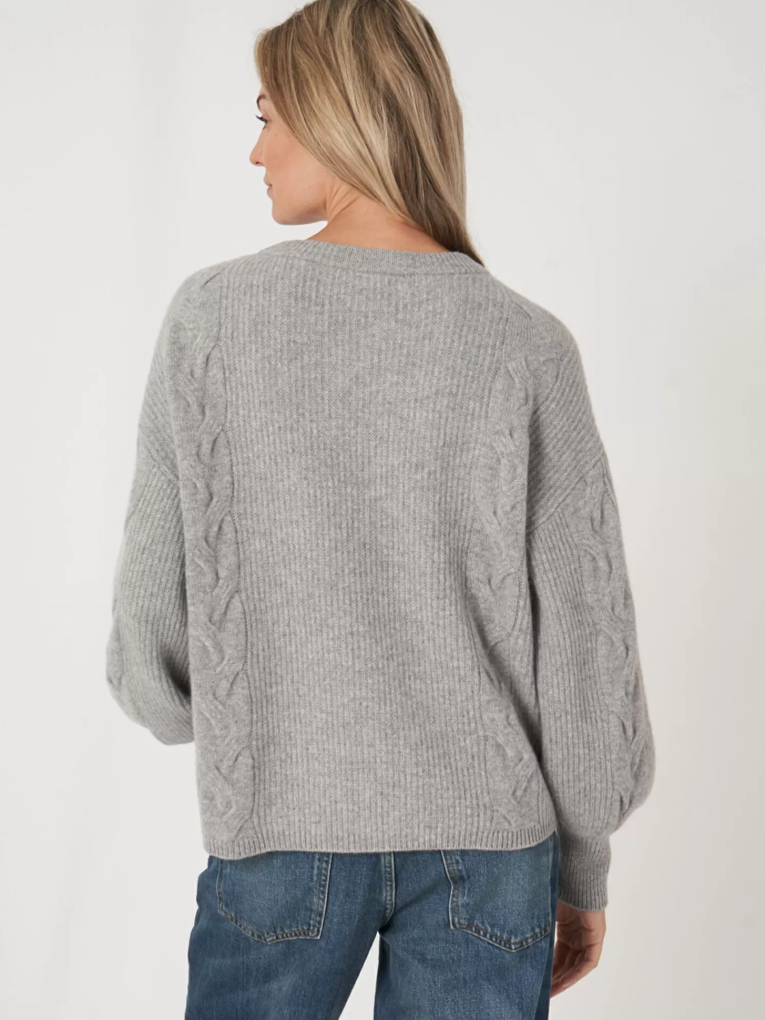 Pull en cachemire texturé à manches bouffantes - Soldes exclusives pour femme