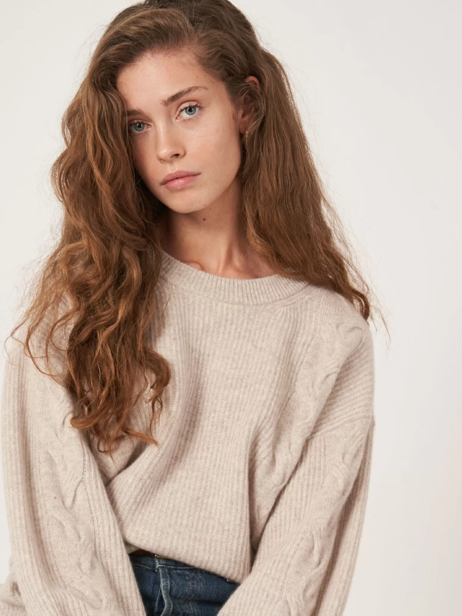Pull en Cachemire Femme à Manches Ballon et Détails Texturés - Exclusivité Limitée
