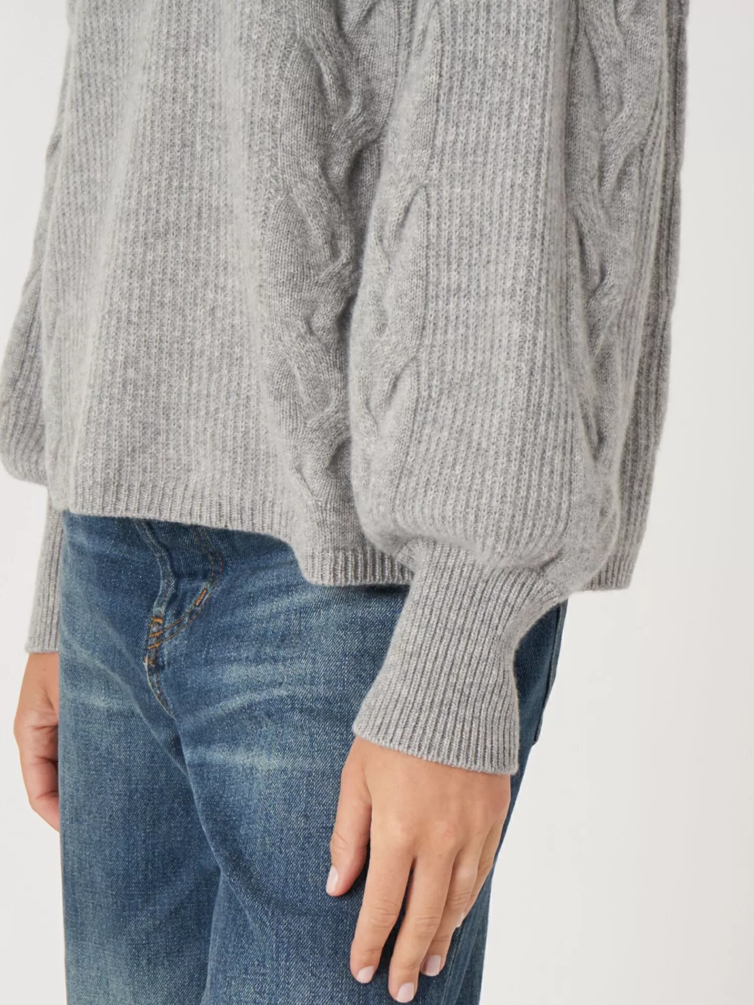 Pull en cachemire texturé à manches bouffantes - Soldes exclusives pour femme