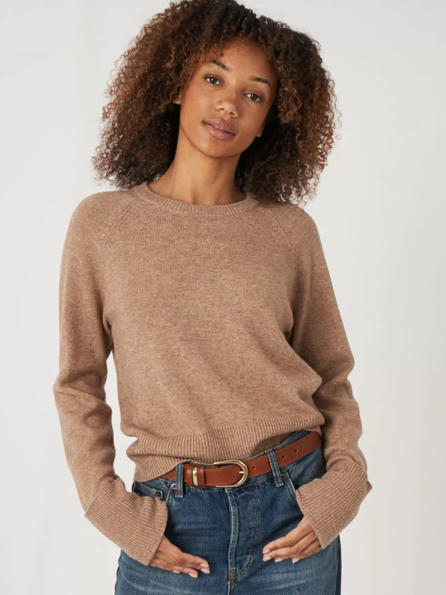 Pull Femme en Cachemire Doux - Col Raglan & Manches Retroussées (En Promotion)