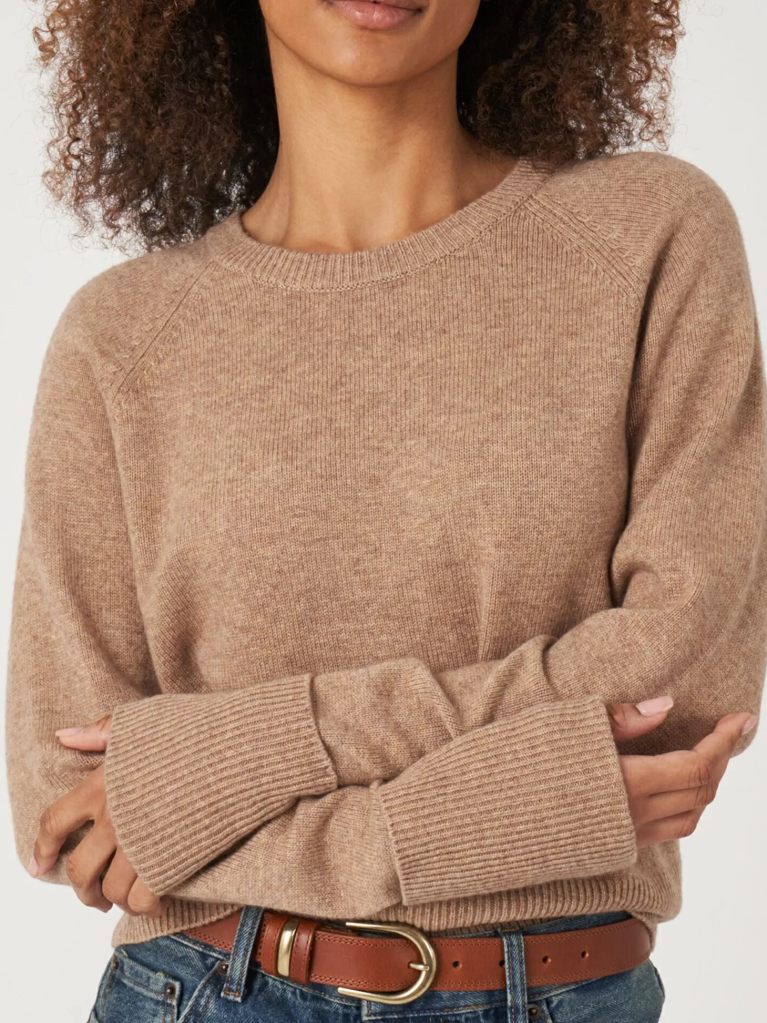 Pull Femme en Cachemire Doux - Col Raglan & Manches Retroussées (En Promotion)