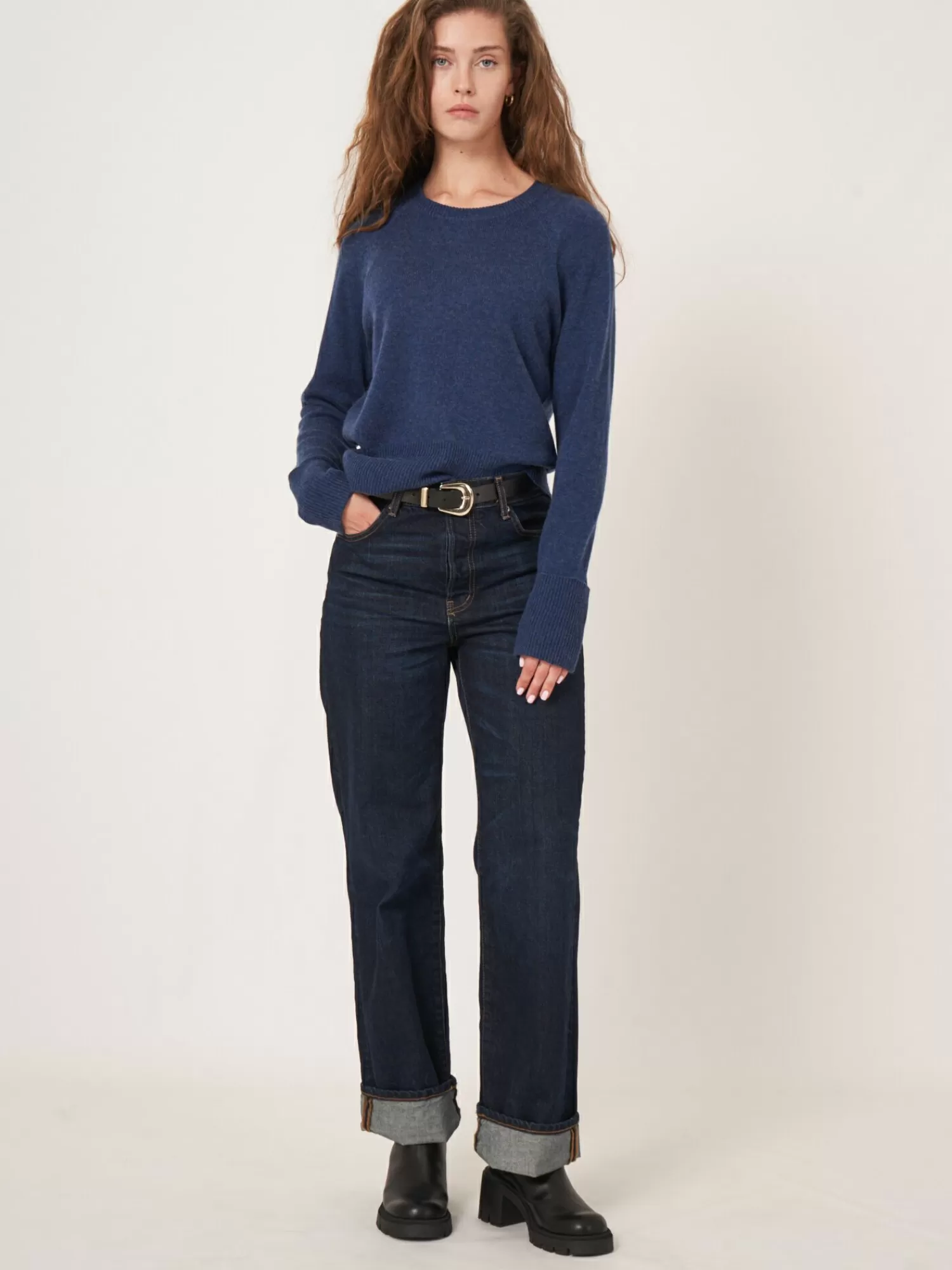 Pull femme en cachemire doux - Manches raglan relevables, Idéal automne
