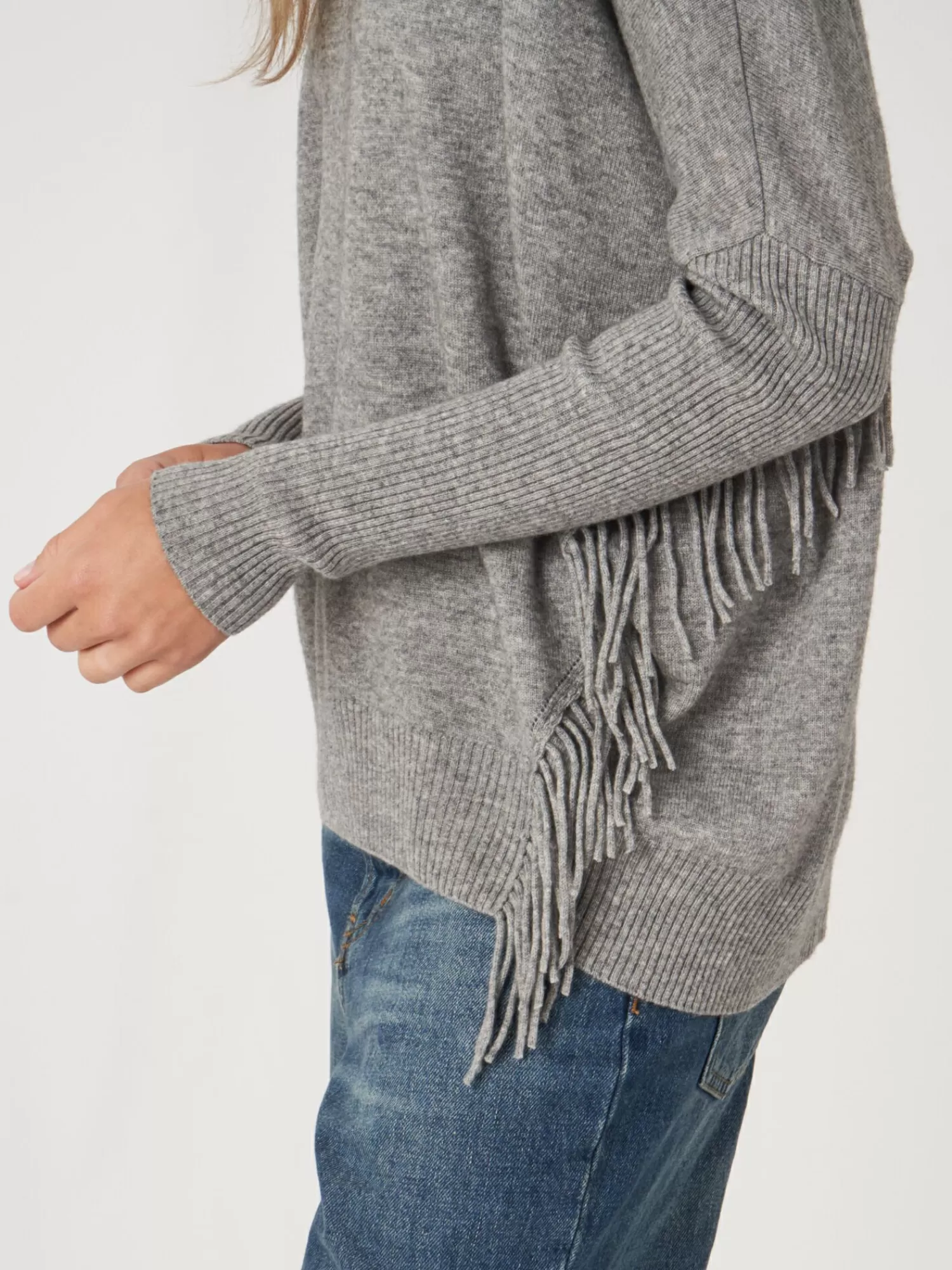 Doux Pull Femme en Cachemire avec Franges Délicates - Élégant pour l'Automne