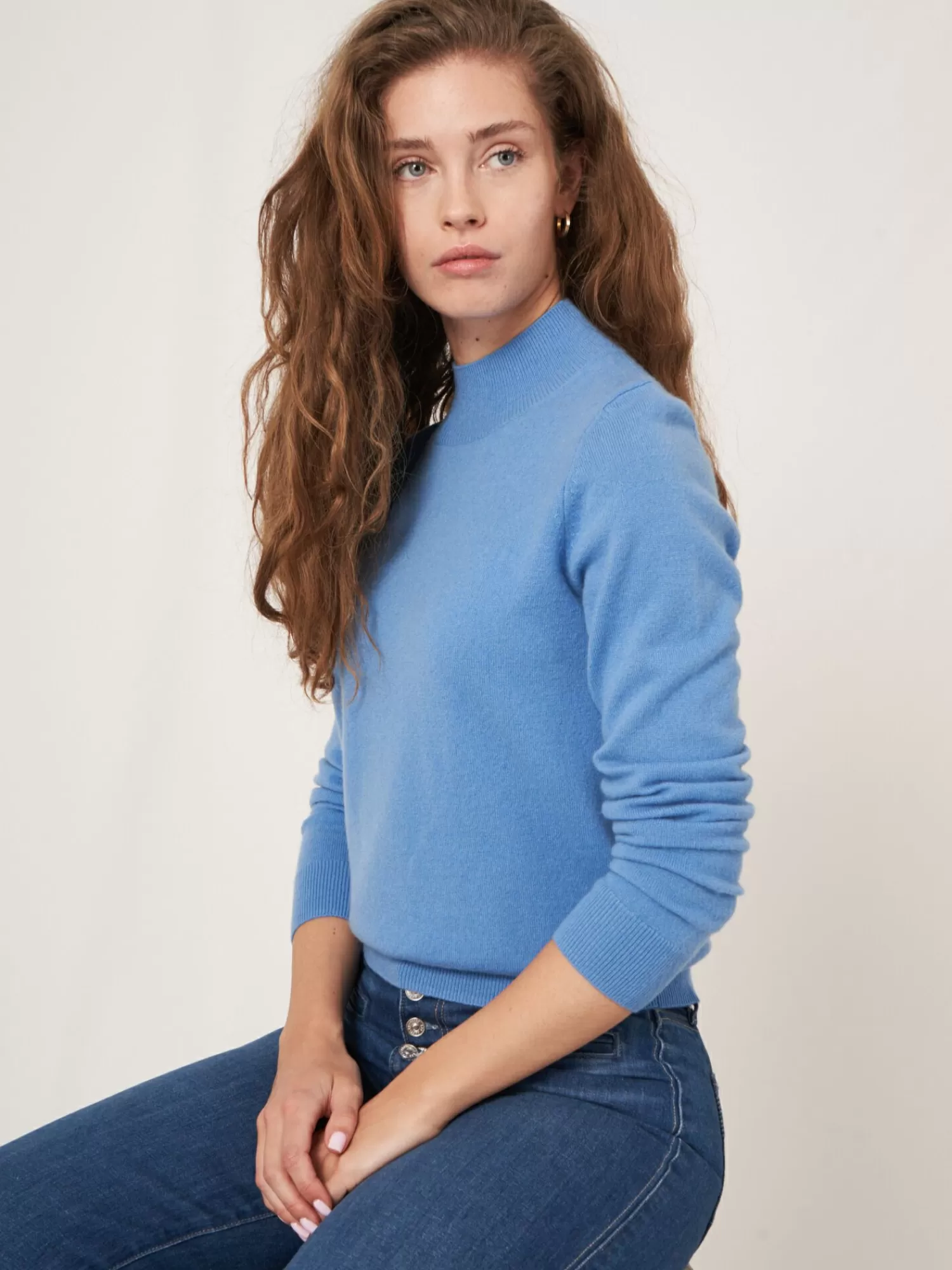 Pull femme en cachemire doux à col montant - Élégant modèle hiver