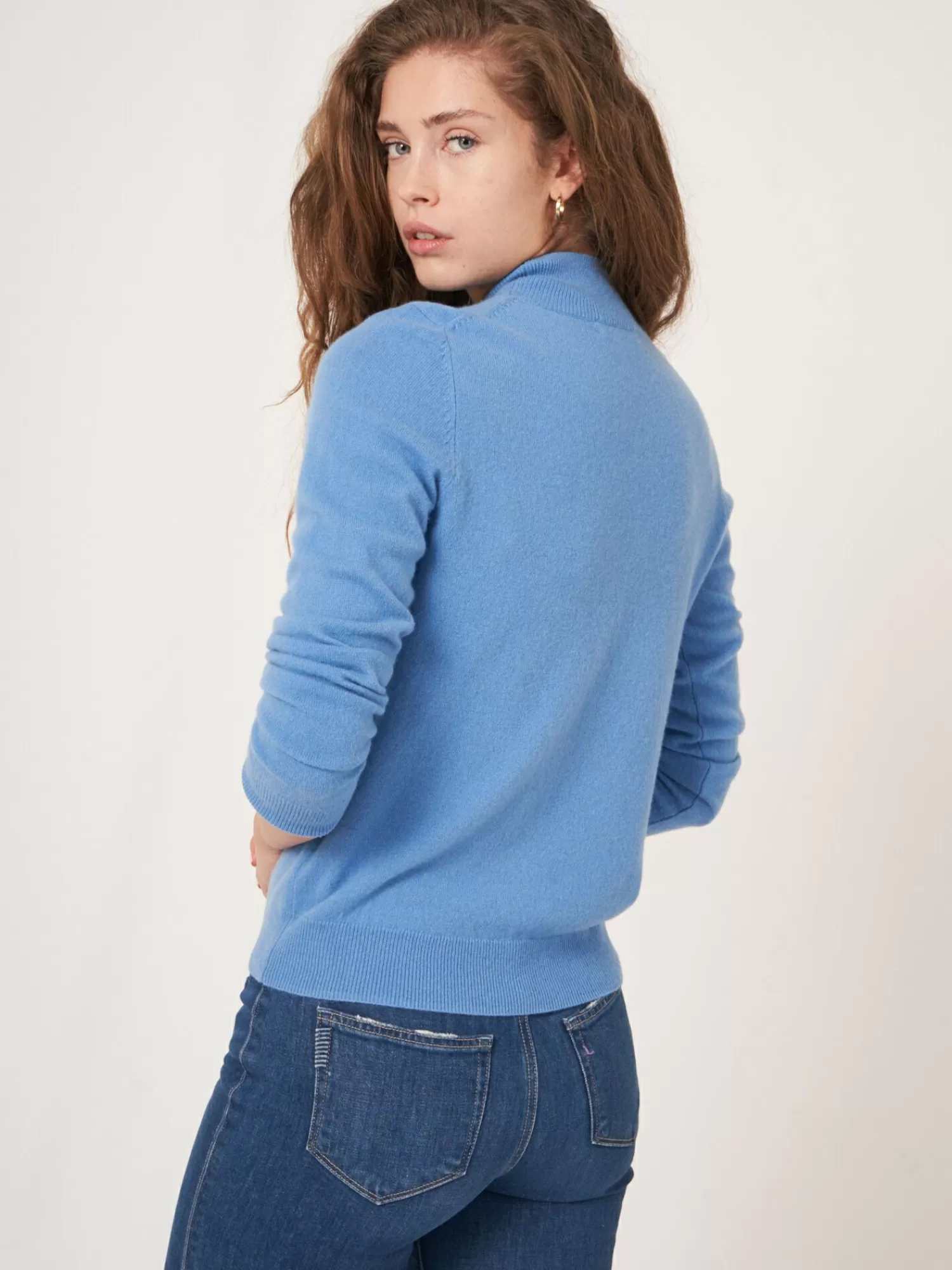 Pull femme en cachemire doux à col montant - Élégant modèle hiver