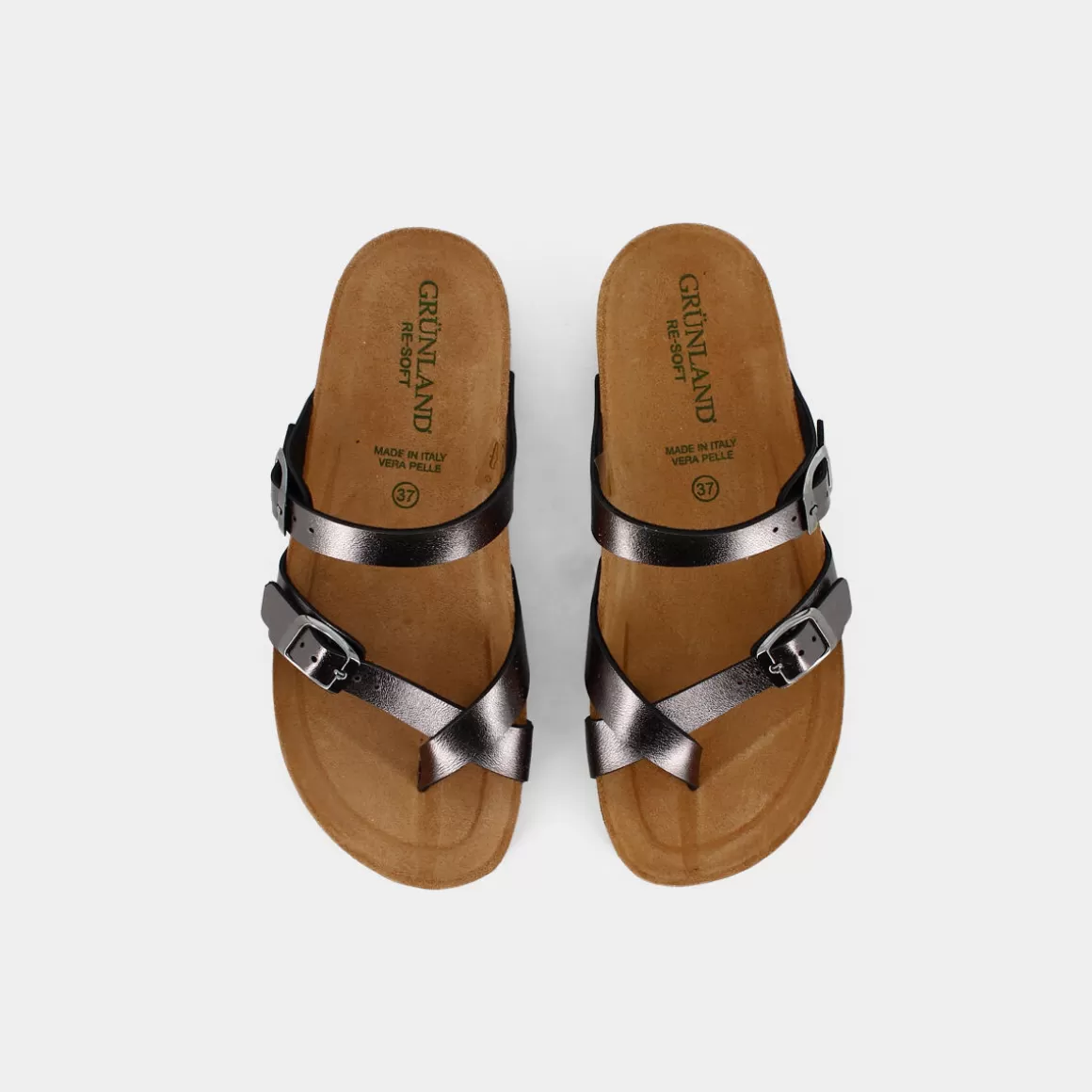Sandales Confortables Grunland Hola CB2438 - Couleur Gris Anthracite Déstockage Élégant