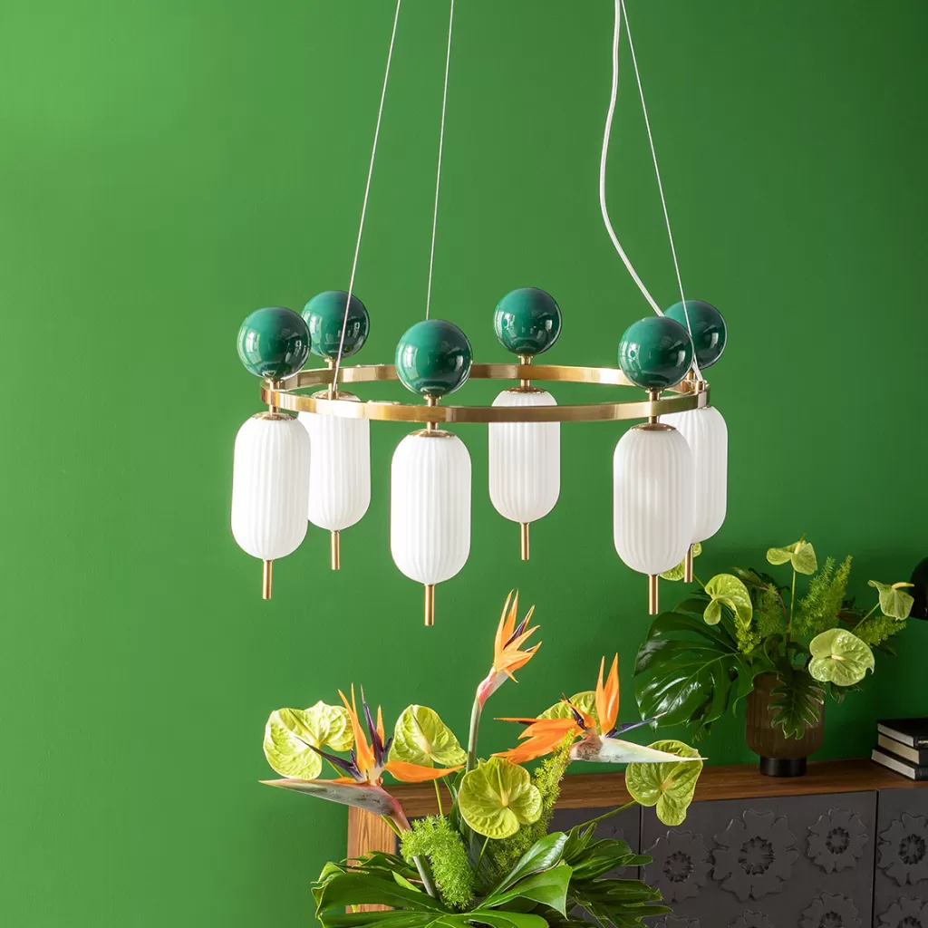 Lustre suspendu Charleston Six – Design contemporain en métal vieilli, diamètre 68 cm (KARE Design)