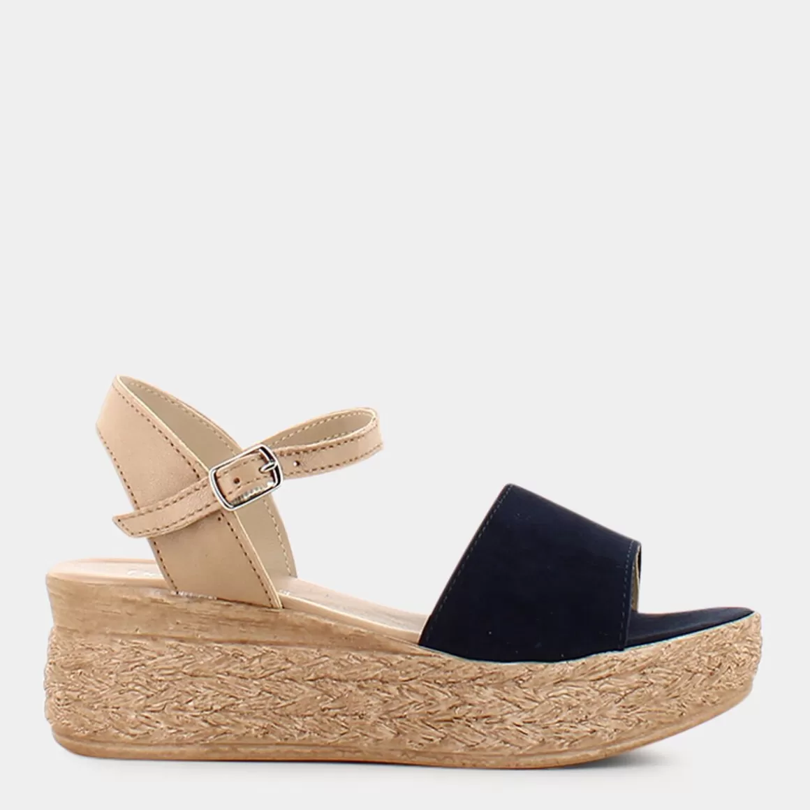 Promo exclusive : Sandales DEALIADI Cl-E23D-05 en cuir souple - Coloris beige sable & bleu marine