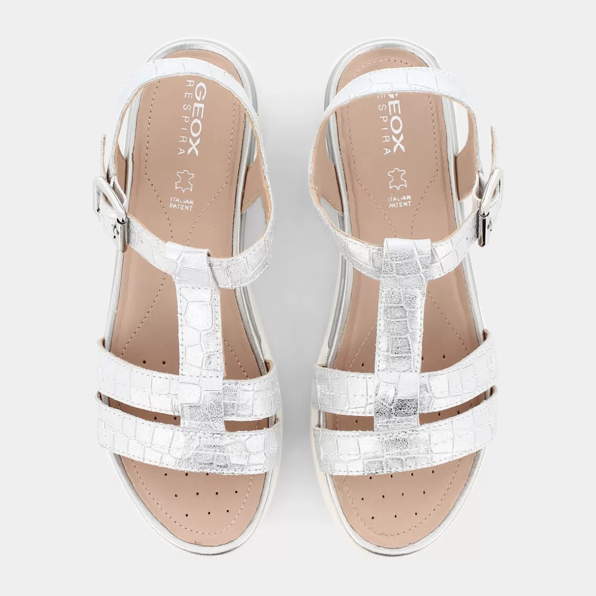 Sandales d'hiver GEOX D02Gzb-40C en cuir gris décontractées - Confort urbain