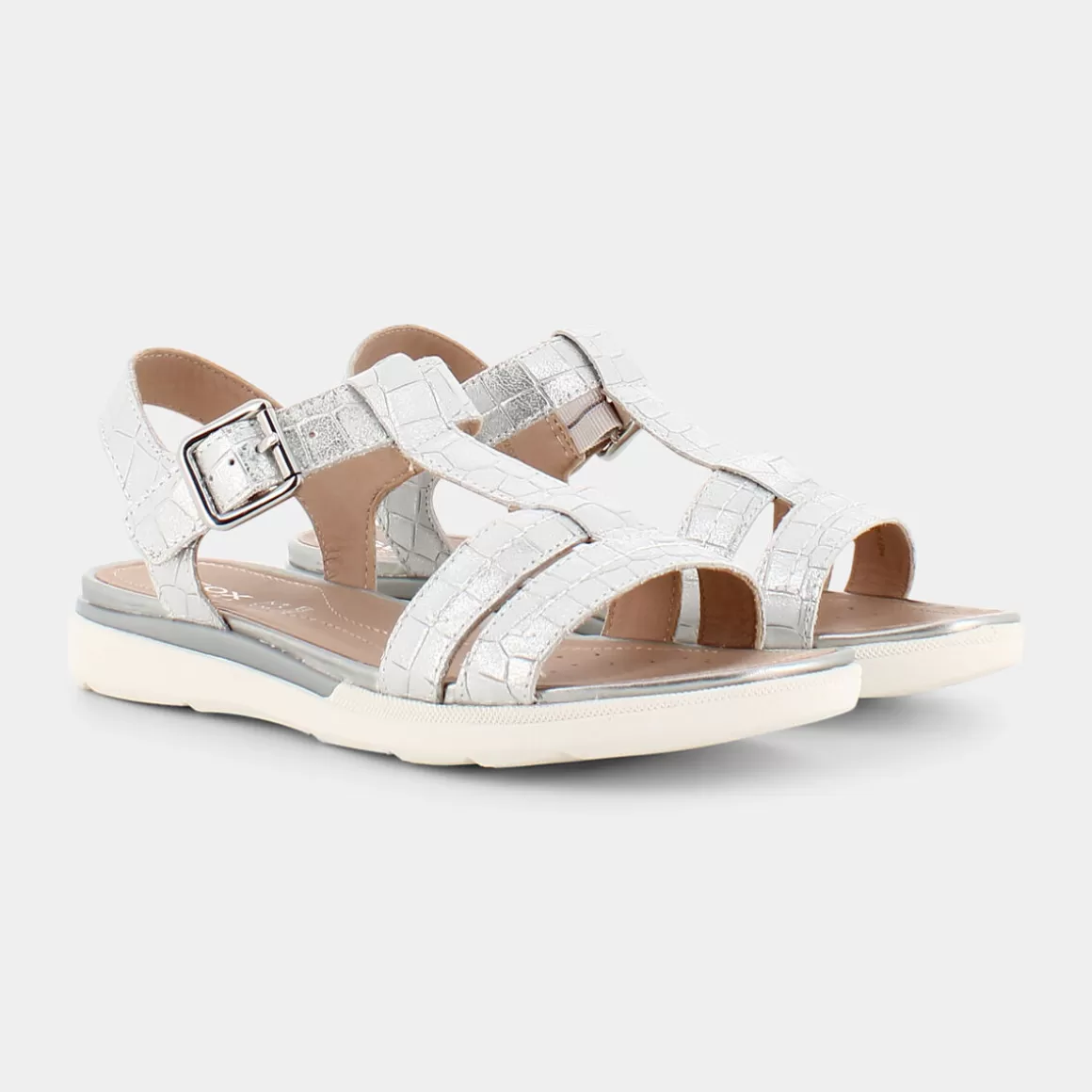 Sandales d'hiver GEOX D02Gzb-40C en cuir gris décontractées - Confort urbain