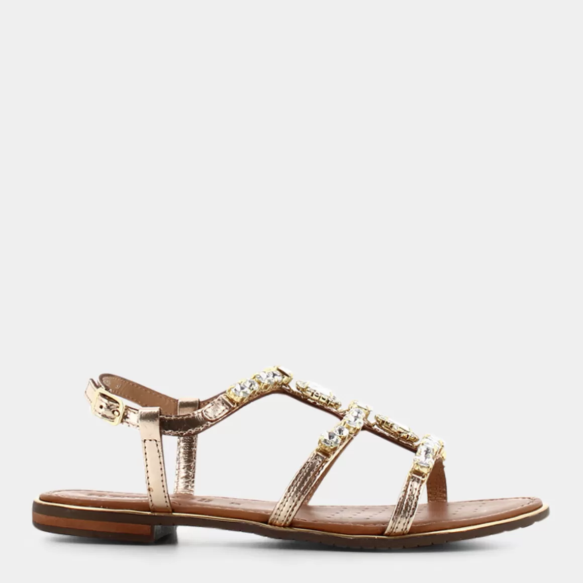 Sandales GEOX Sozy Platino - Modèle Doré à Lacets en Cuir Souple pour Femme (Collection Printemps-Été 2024)