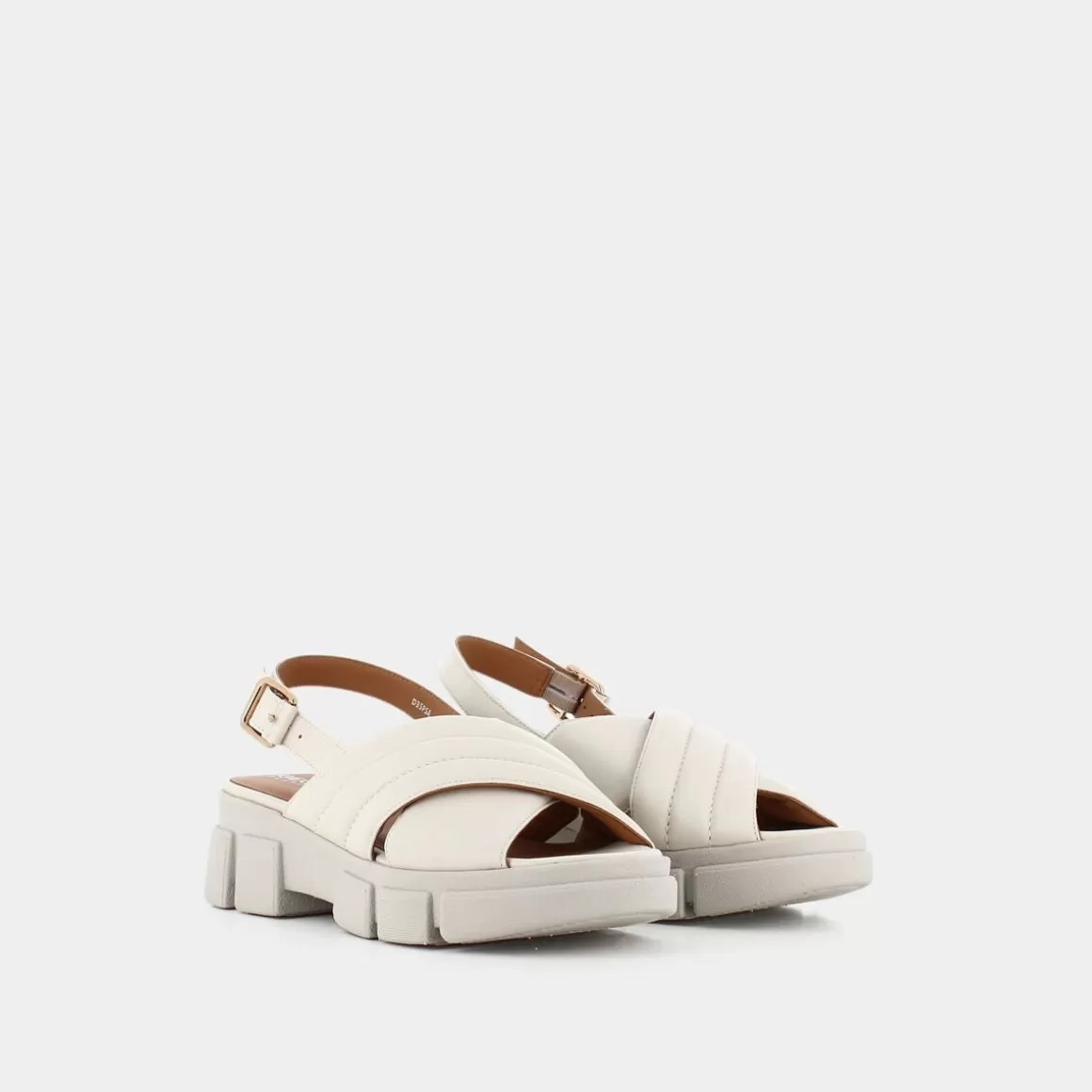 Sandales GEOX Lisbona D35Psa en cuir beige sable – Modèle confortable printemps-été avec semelle respirante