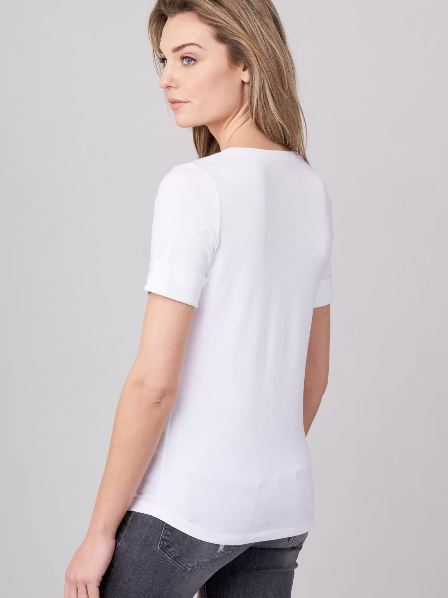 T-Shirt Femme Manches Courtes Roulées - Style Décontracté Élégant 2024 - Nouvelle Collection Tops Léger en Coton Souple - Idéal Tenue Quotidienne ou Sortie Estivale (Plusieurs Coloris Disponibles)