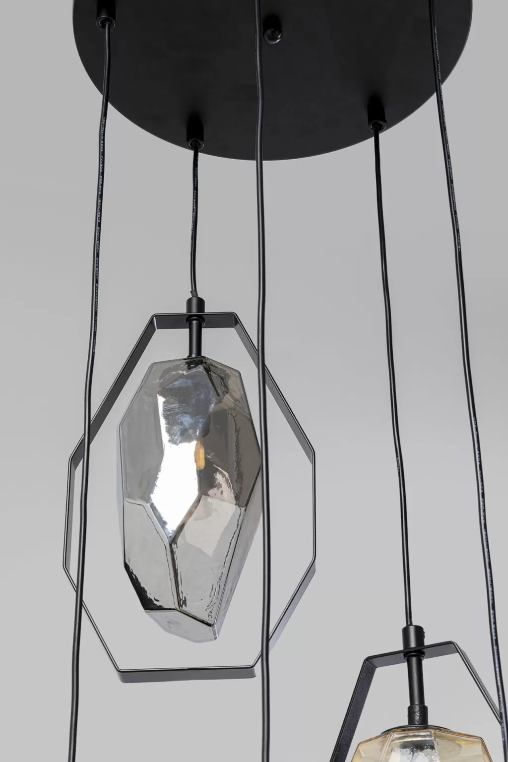 Lustre suspendu design KARE - Diamant Fever en spirale, noir moderne, diamètre 42 cm