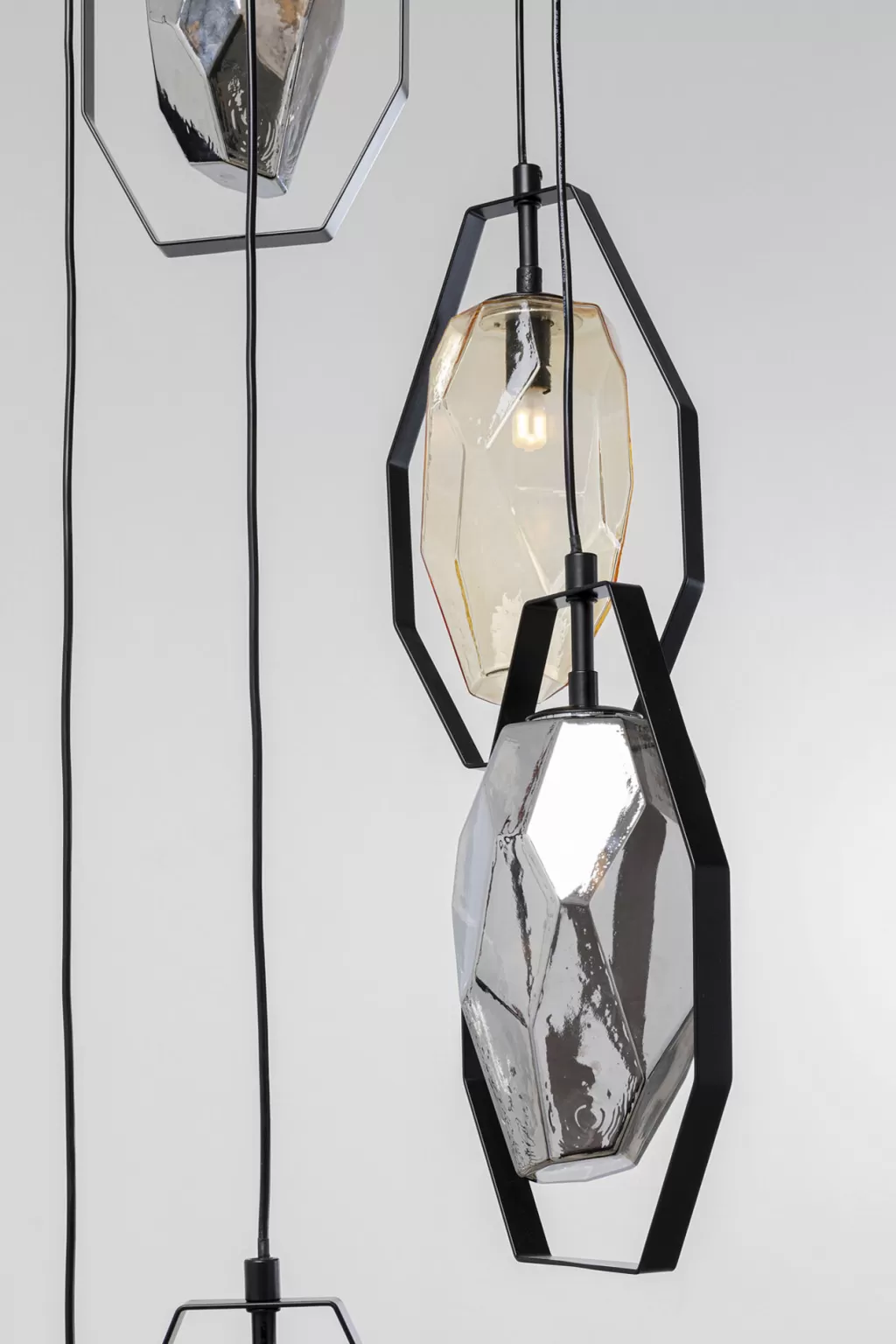 Lustre suspendu design KARE - Diamant Fever en spirale, noir moderne, diamètre 42 cm