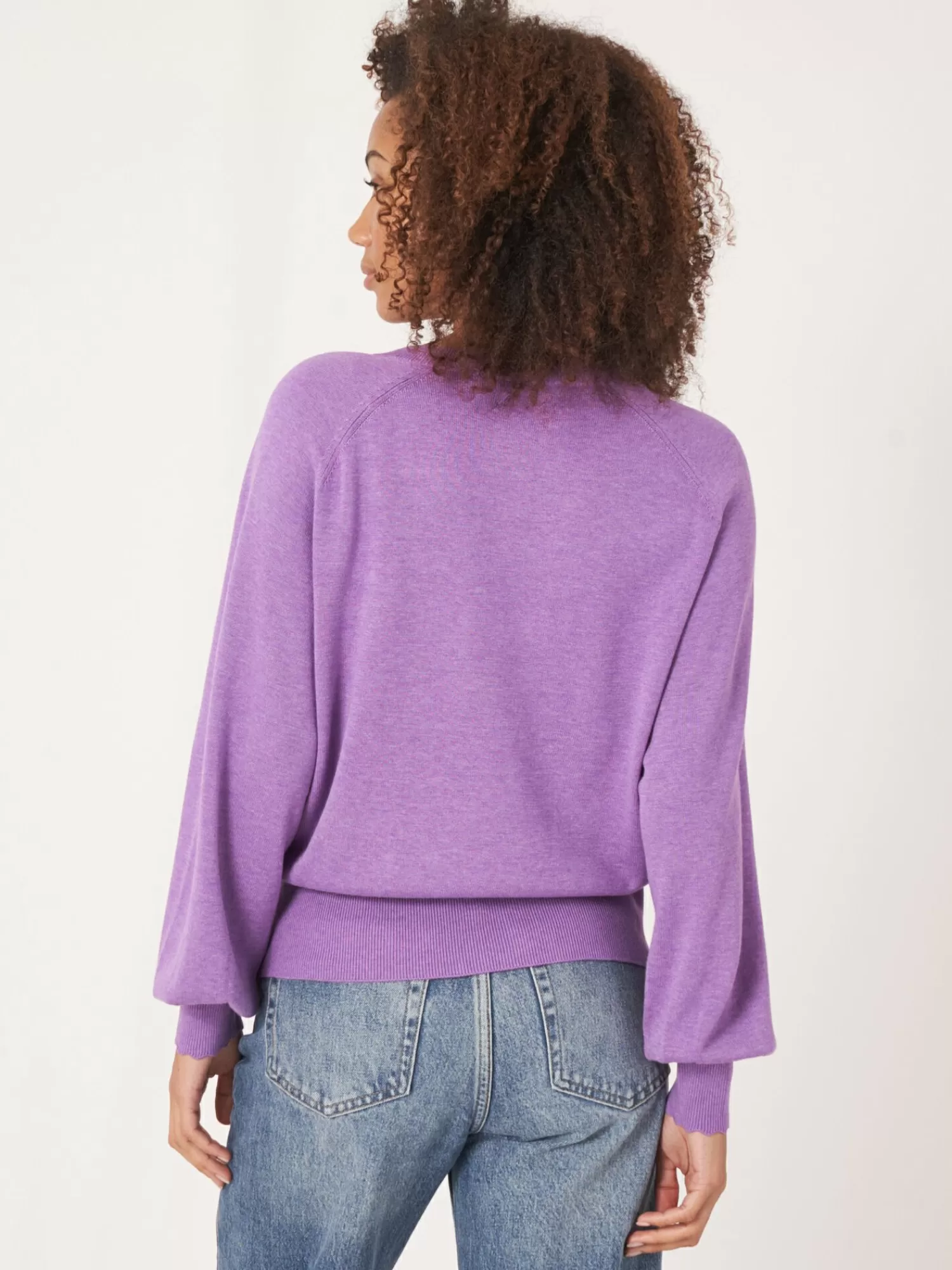 Pull Femme à Encolure V Plongeant avec Manches Ballon Épaisses - Style Tendance Confortable