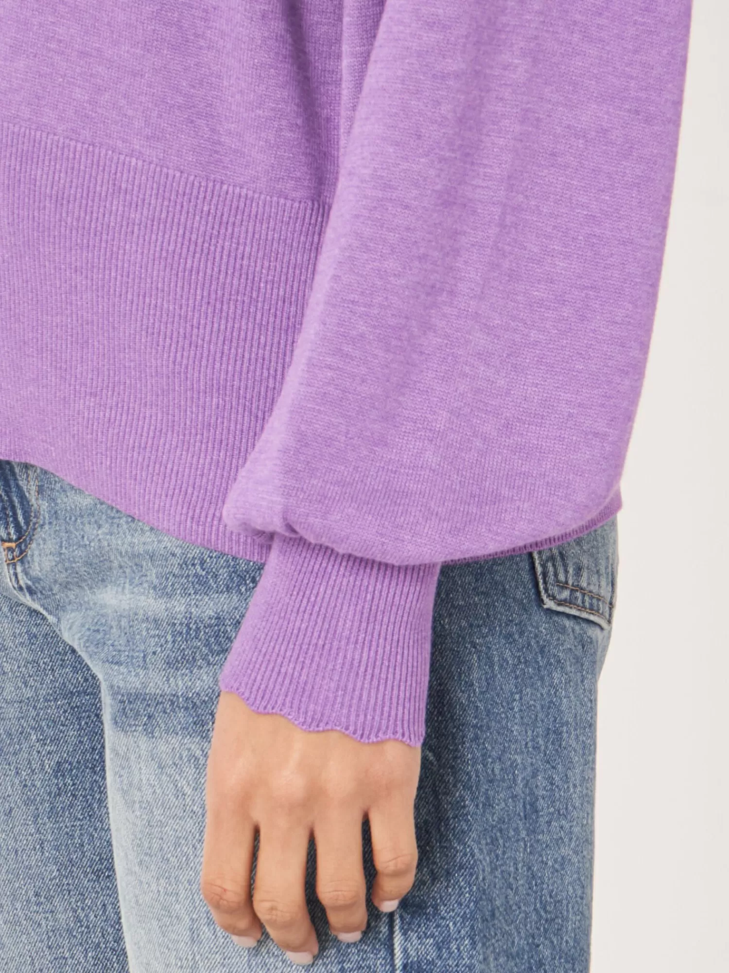 Pull Femme à Encolure V Plongeant avec Manches Ballon Épaisses - Style Tendance Confortable
