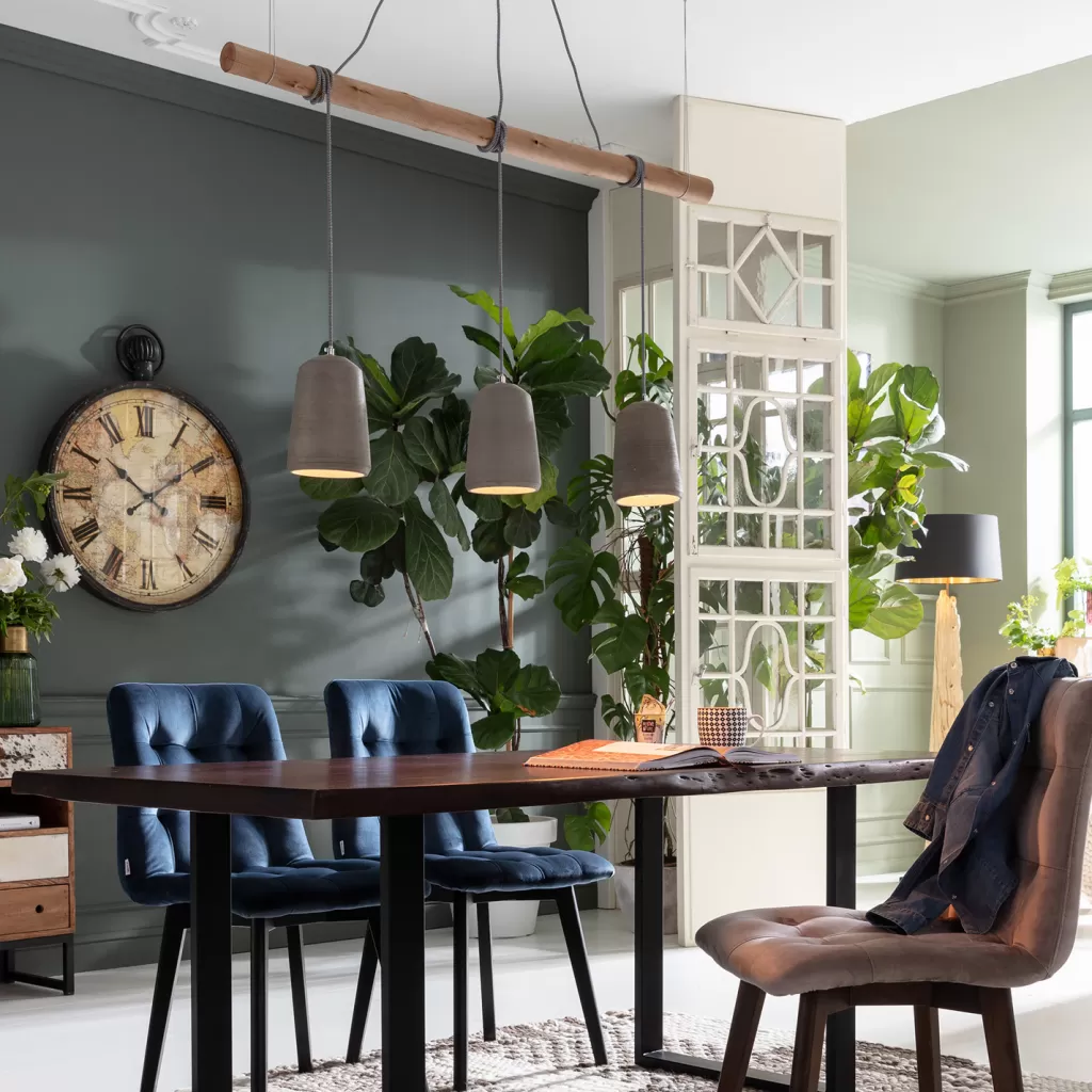Luminaire Suspendu Design Béton Tre par KARE - 120cm pour Salle à Manger Élégante