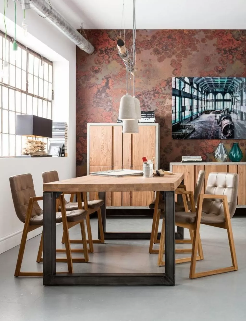 Luminaire Suspendu Design Béton Tre par KARE - 120cm pour Salle à Manger Élégante