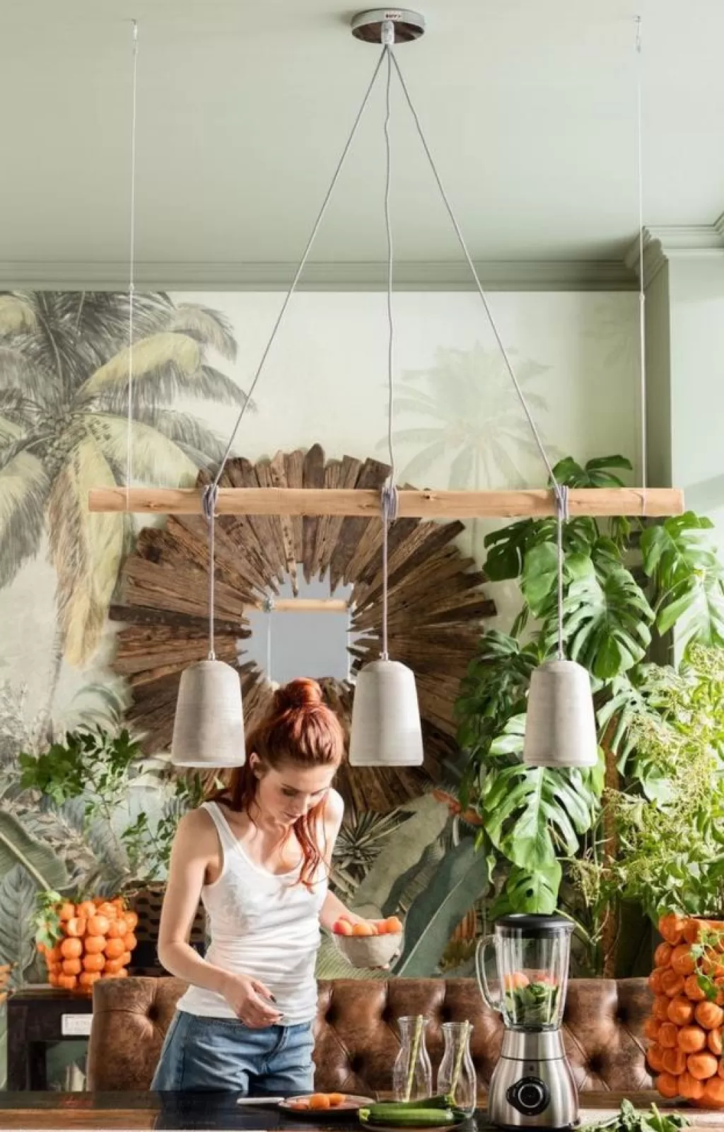 Luminaire Suspendu Design Béton Tre par KARE - 120cm pour Salle à Manger Élégante