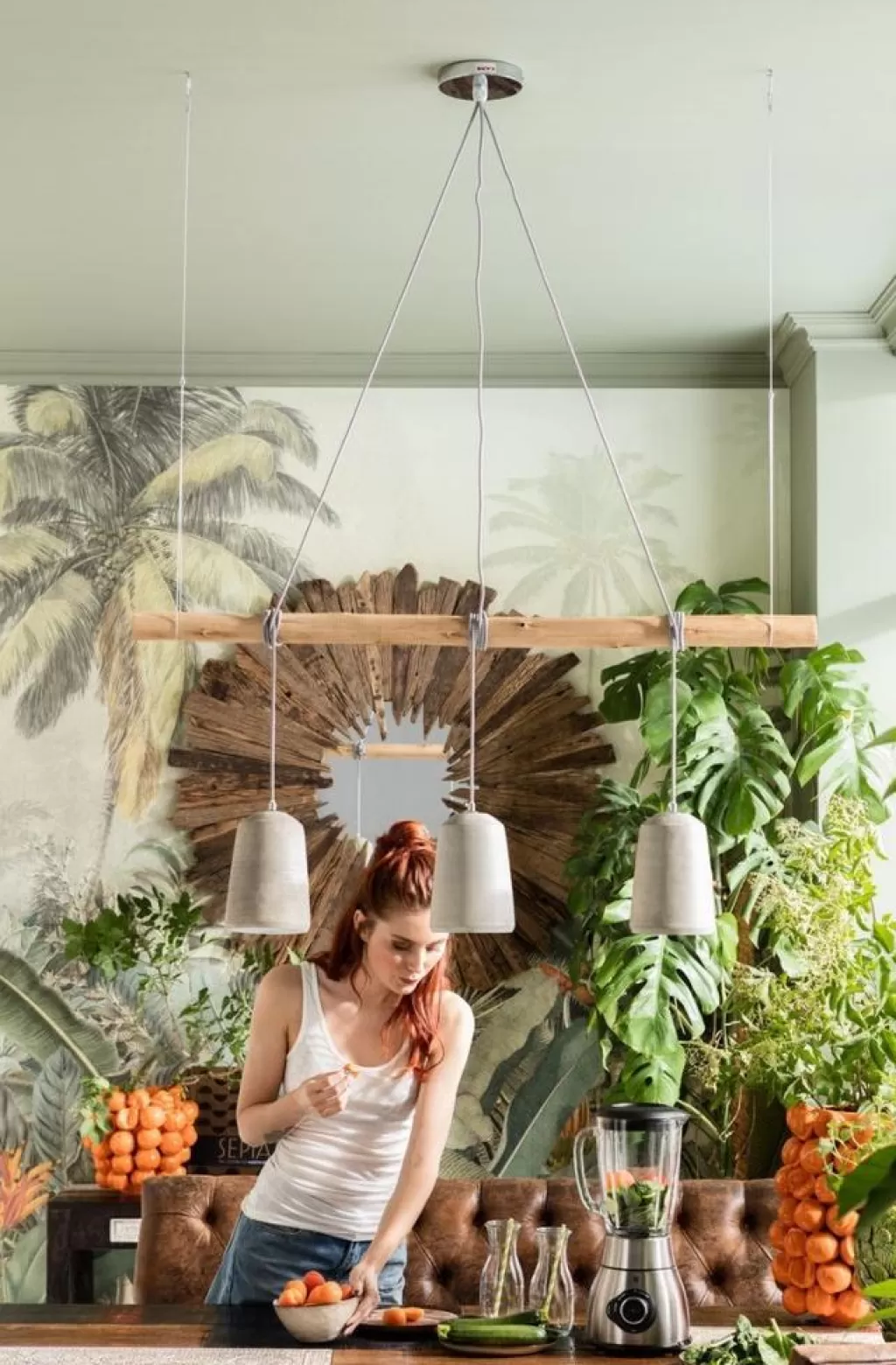 Luminaire Suspendu Design Béton Tre par KARE - 120cm pour Salle à Manger Élégante