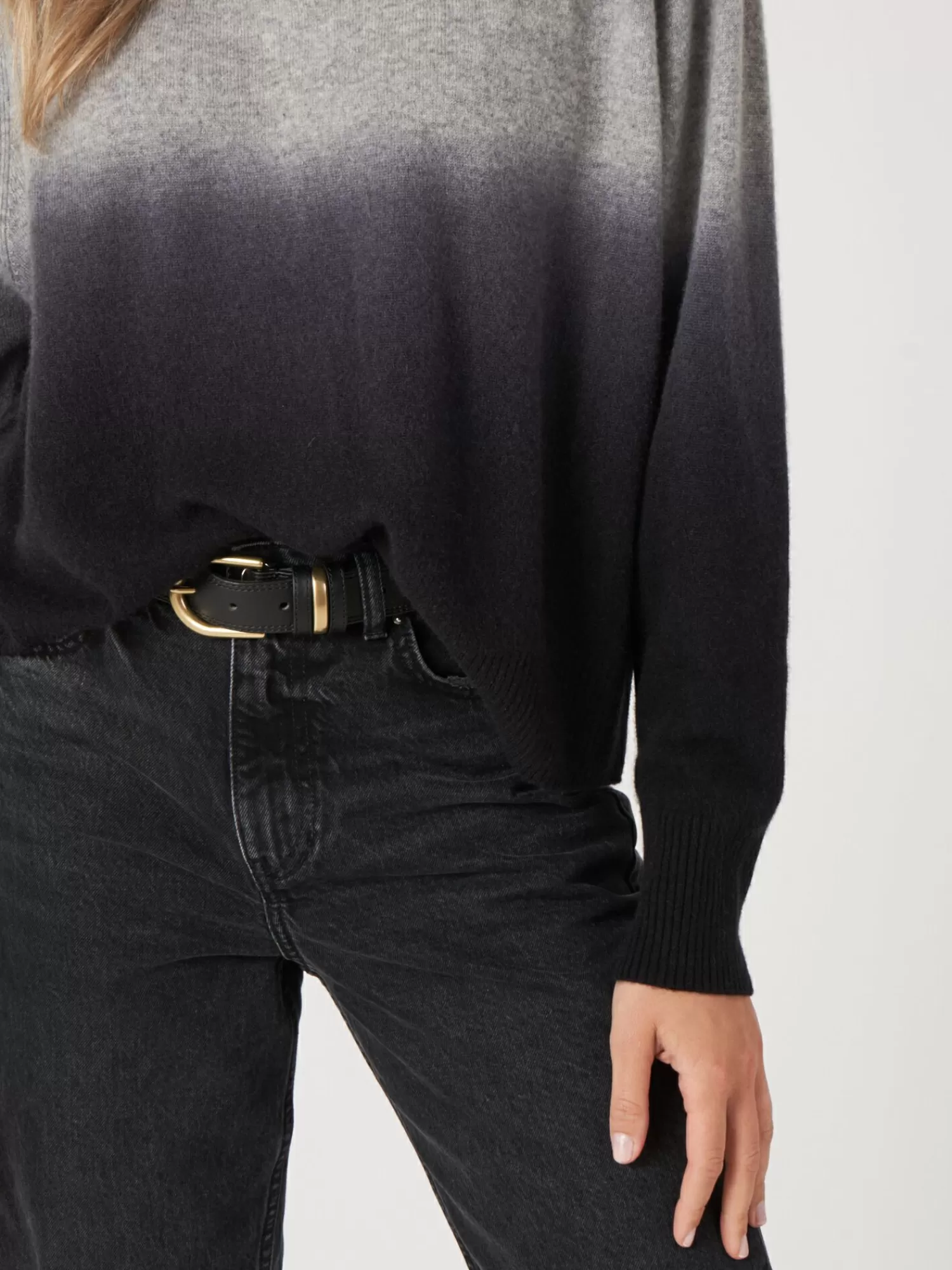 Pull femme en cachemire doux - Col montant dégradé - Style décontracté chic automne-hiver 2024 - Teinture artisanale aux nuances douces