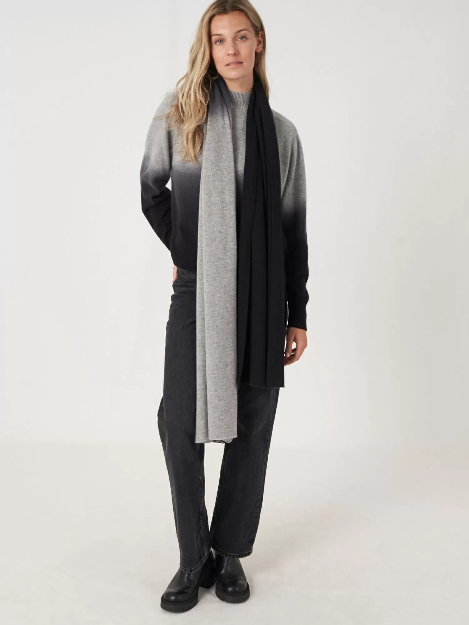 Écharpe Femme en Cachemire Bio à Dégradé Naturel - Élégance Confortable et Style Unique