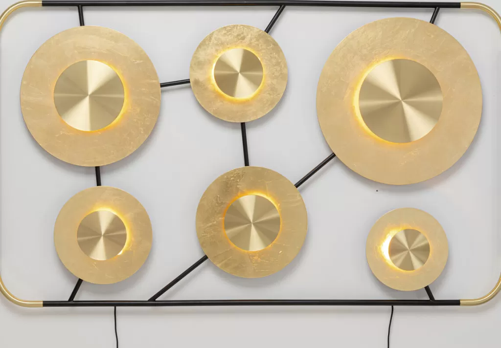 Applique murale design Disque 6 points lumineux - Collection contemporaine KARE - Éclairage d'ambiance modulable en métal brossé
