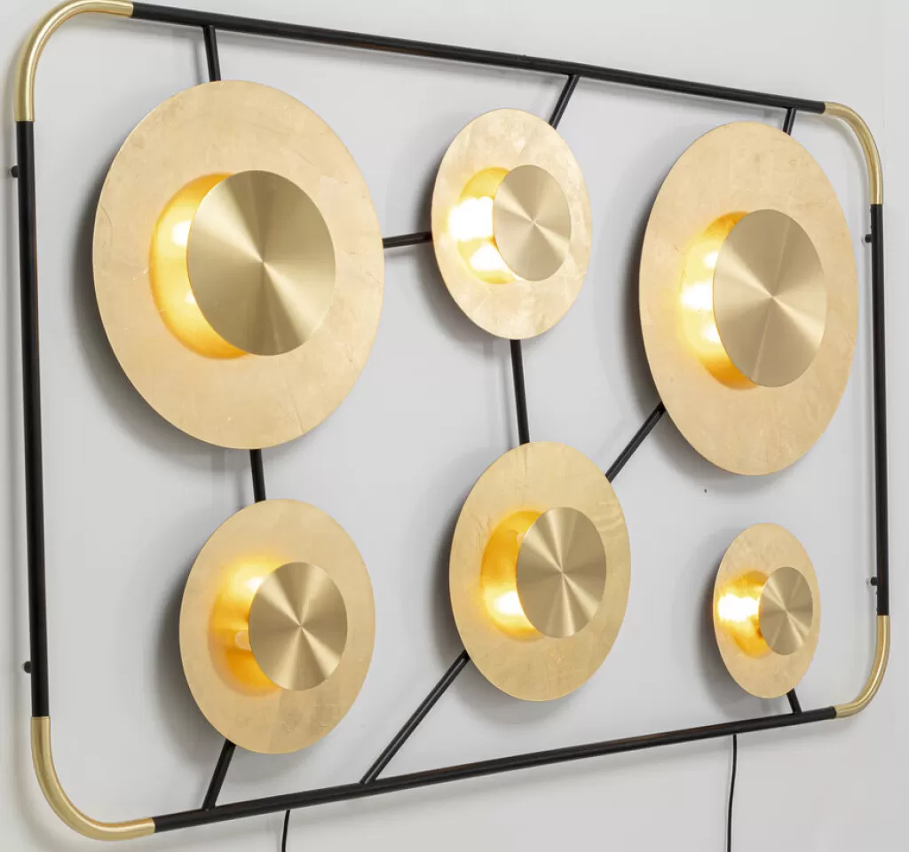 Applique murale design Disque 6 points lumineux - Collection contemporaine KARE - Éclairage d'ambiance modulable en métal brossé